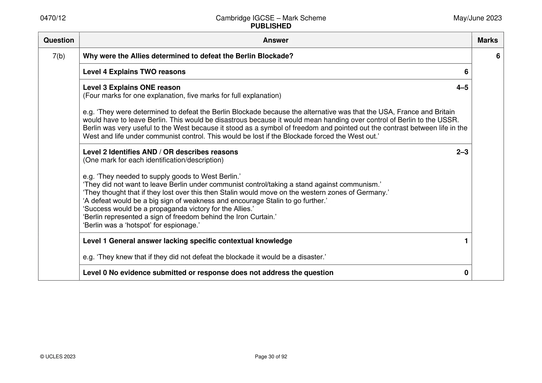 Mark scheme, page 30 of 92