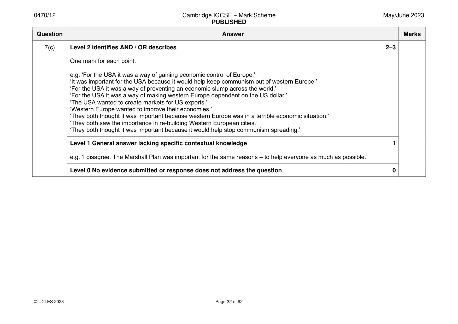 Mark scheme, page 32 of 92