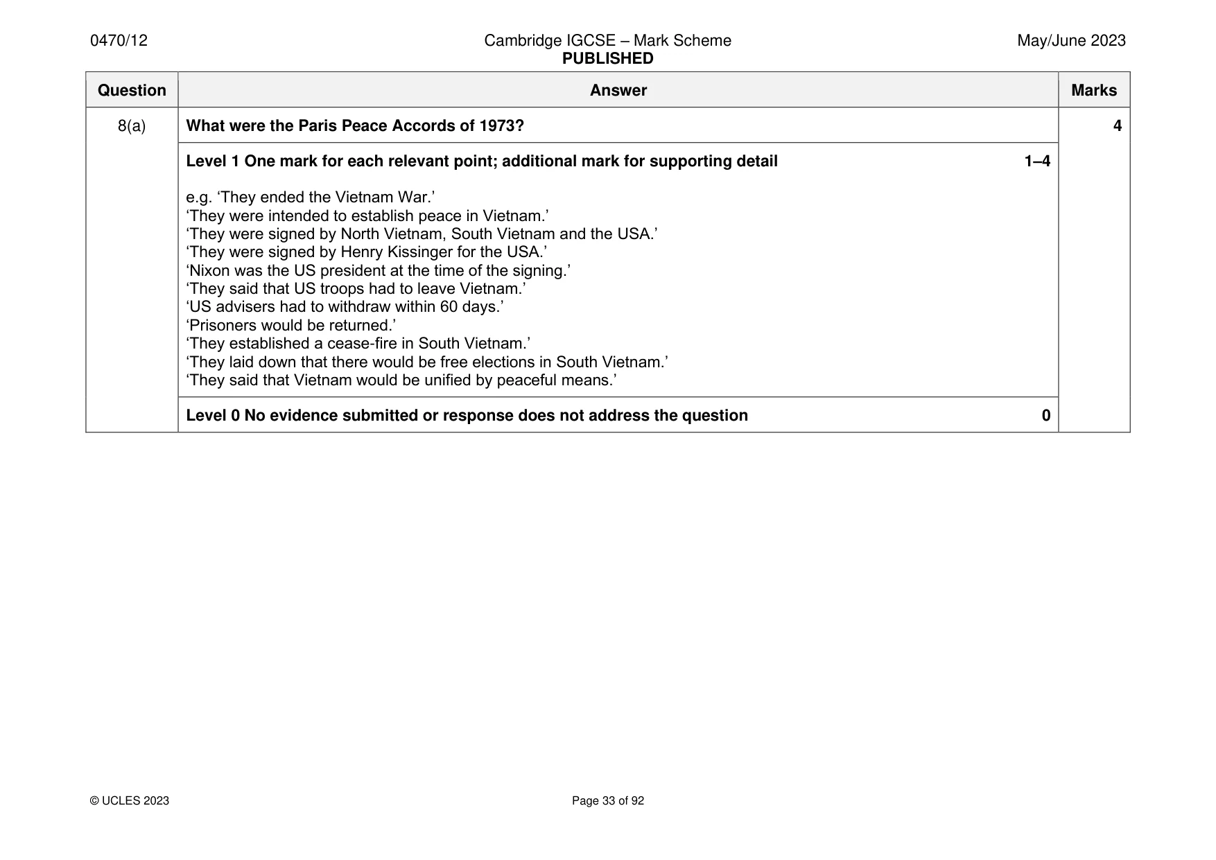 Mark scheme, page 33 of 92
