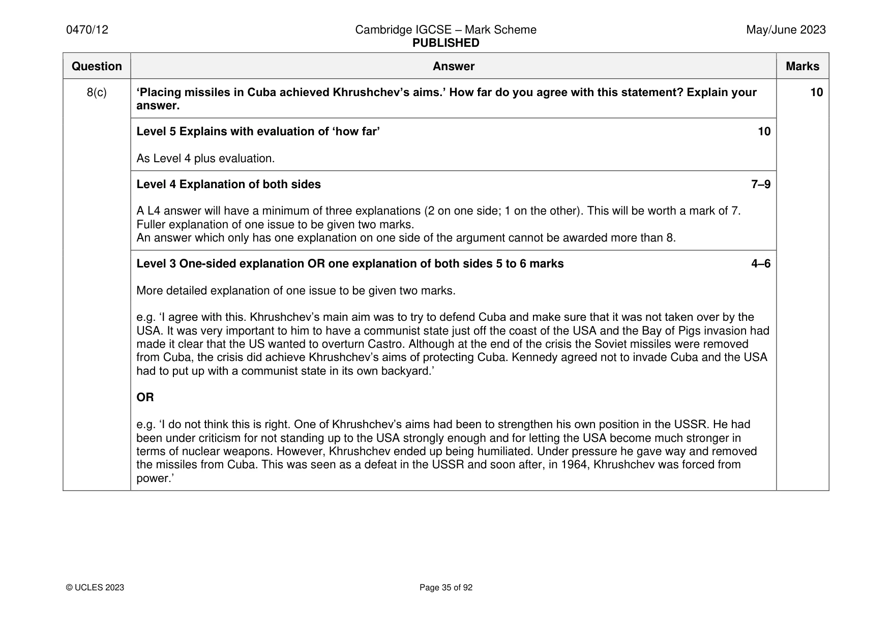 Mark scheme, page 35 of 92