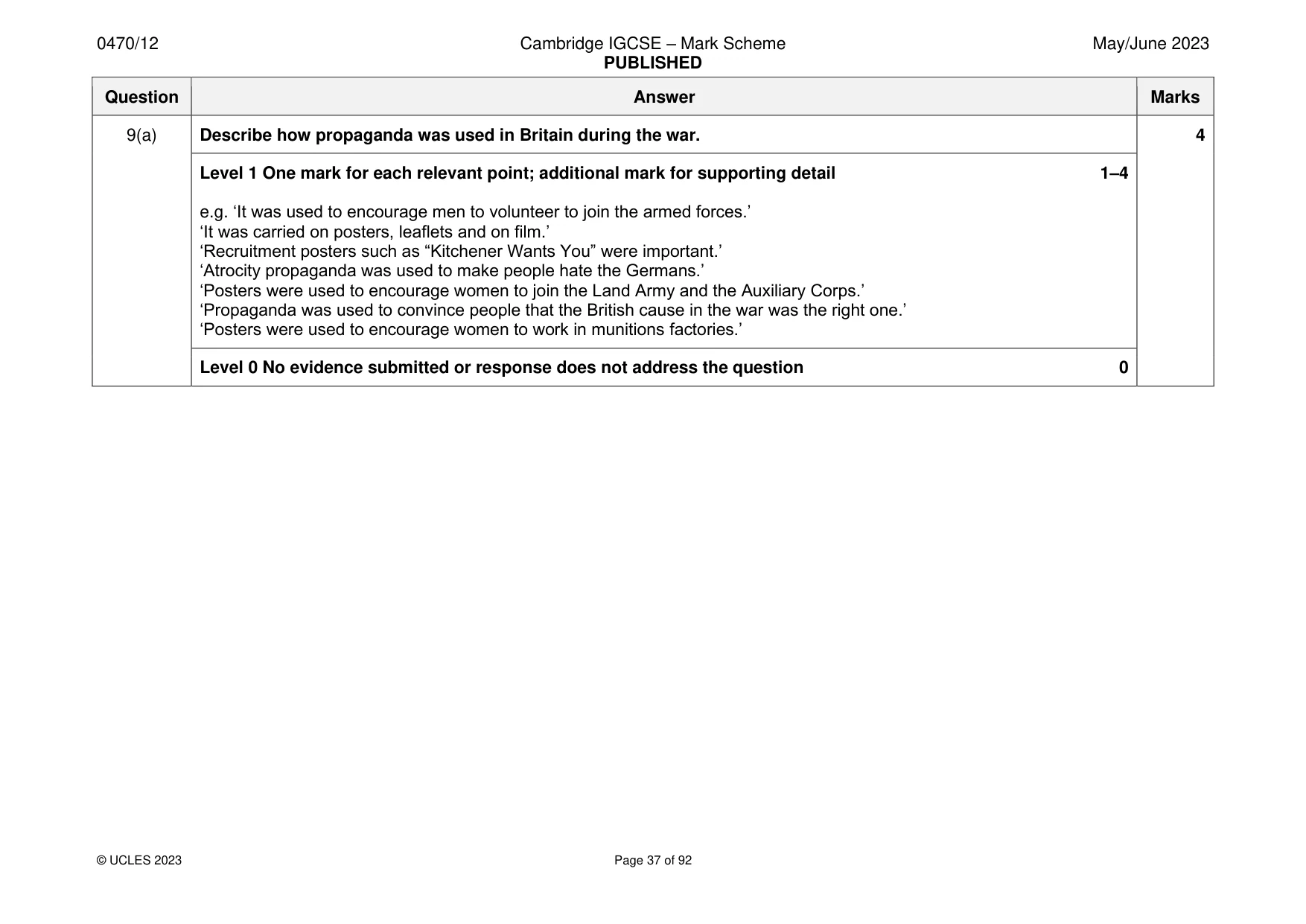 Mark scheme, page 37 of 92