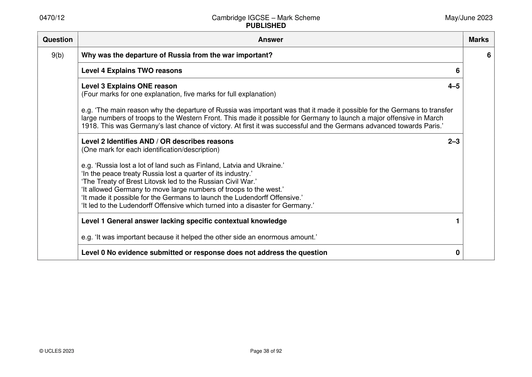 Mark scheme, page 38 of 92