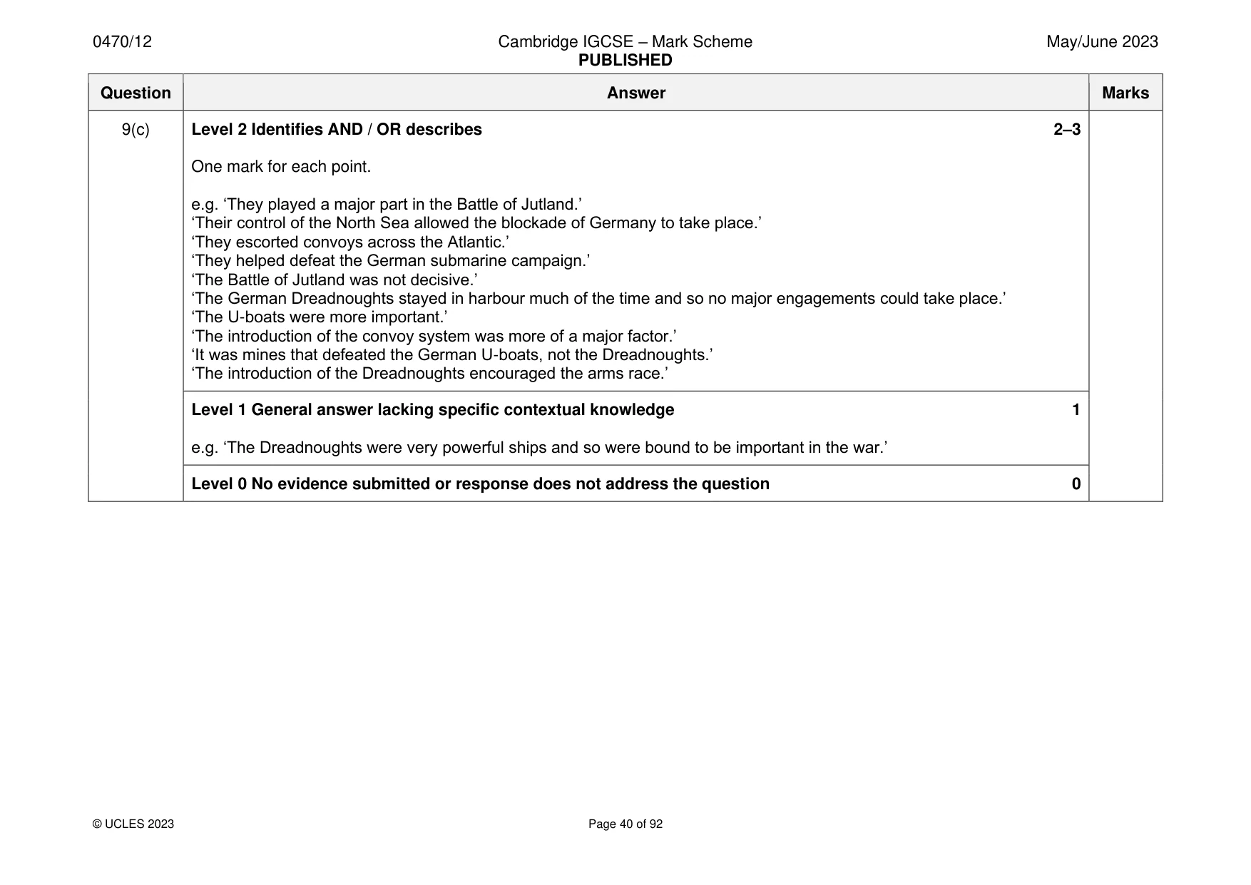 Mark scheme, page 40 of 92