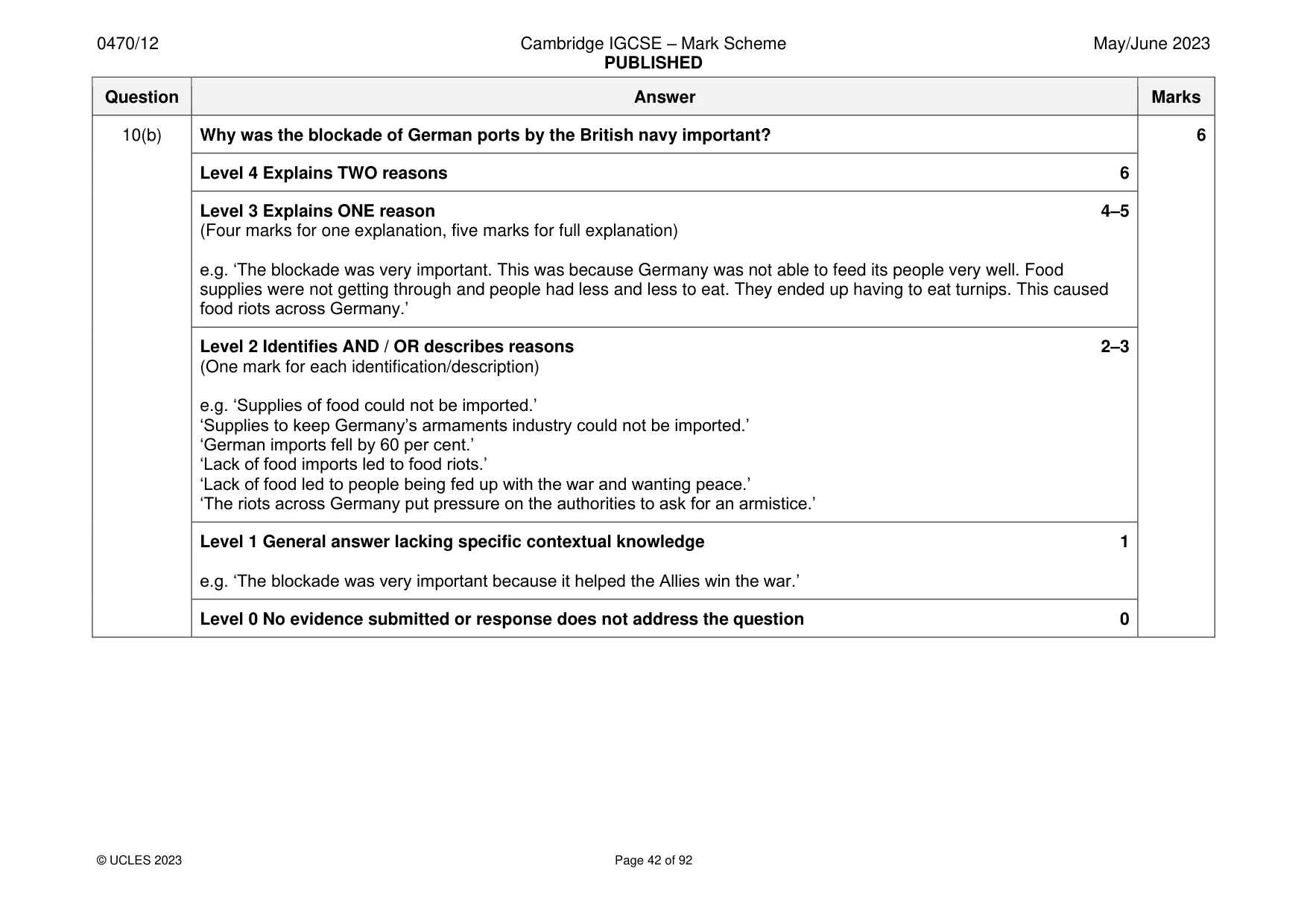 Mark scheme, page 42 of 92