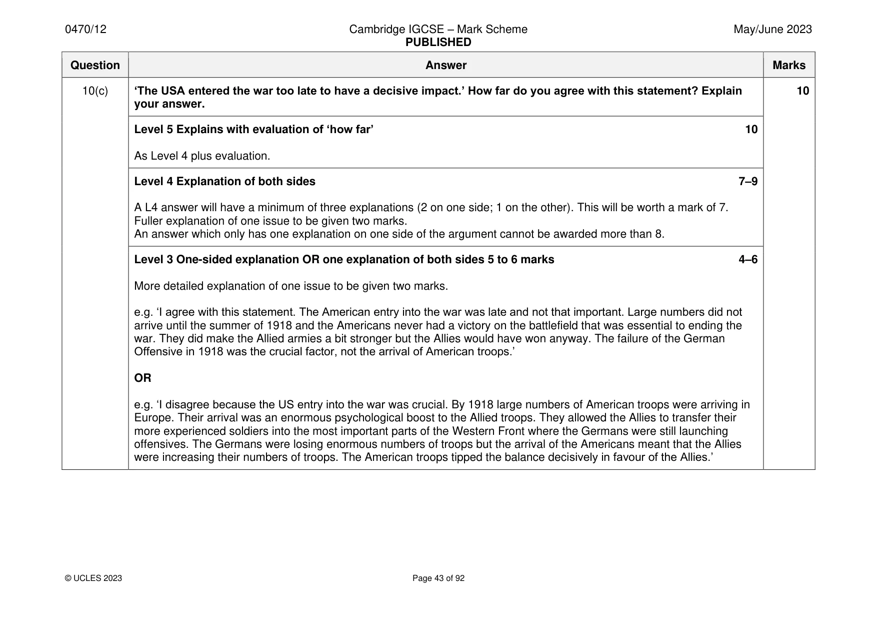 Mark scheme, page 43 of 92