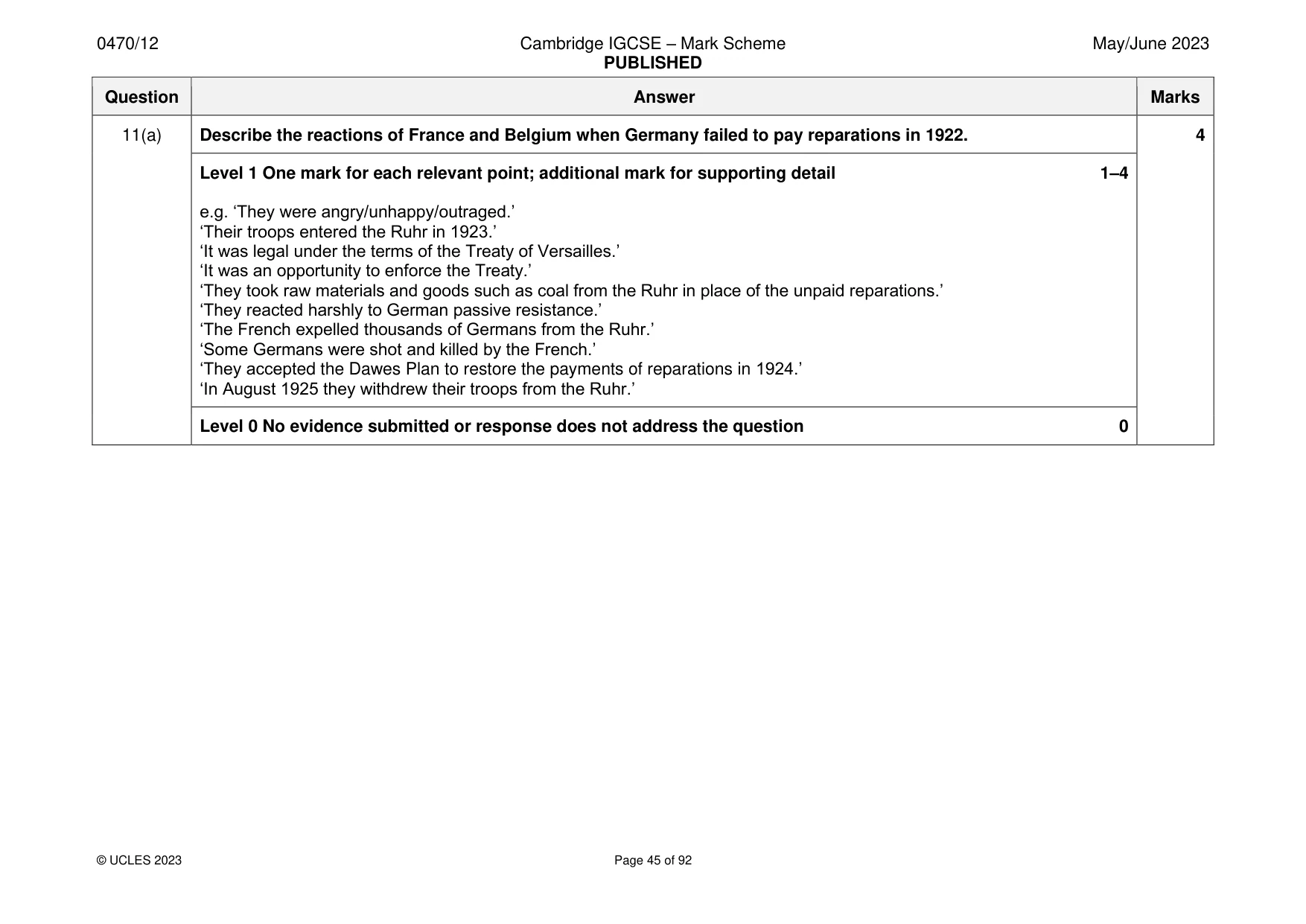 Mark scheme, page 45 of 92
