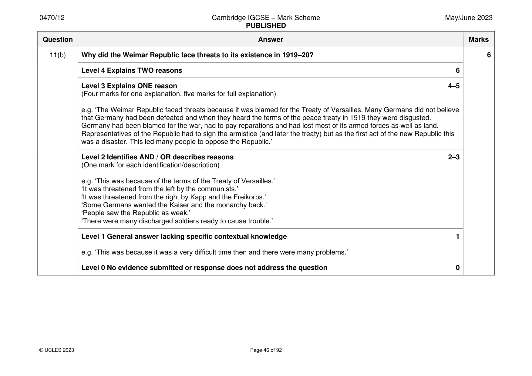 Mark scheme, page 46 of 92