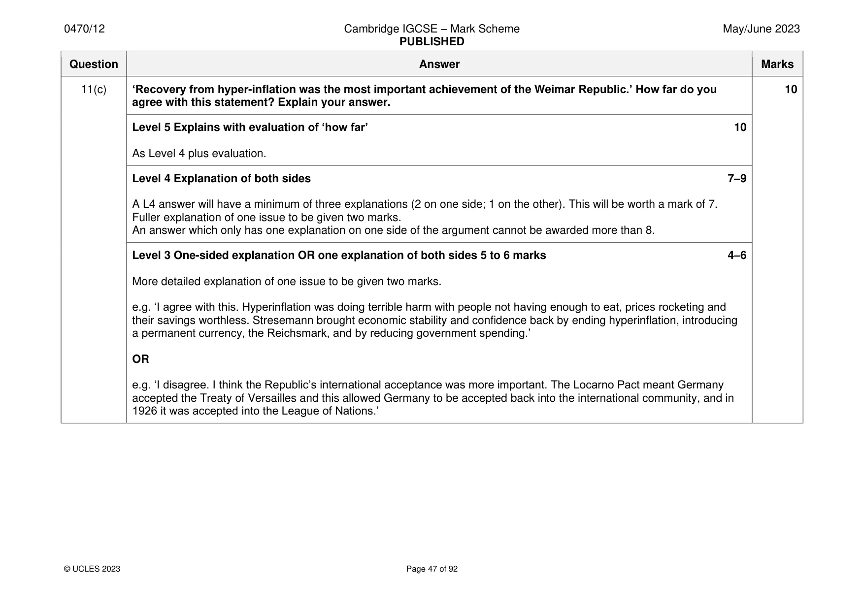 Mark scheme, page 47 of 92