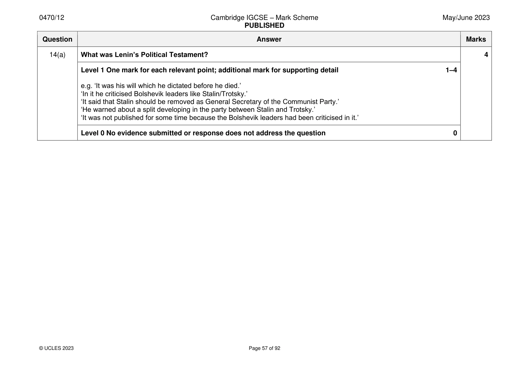 Mark scheme, page 57 of 92