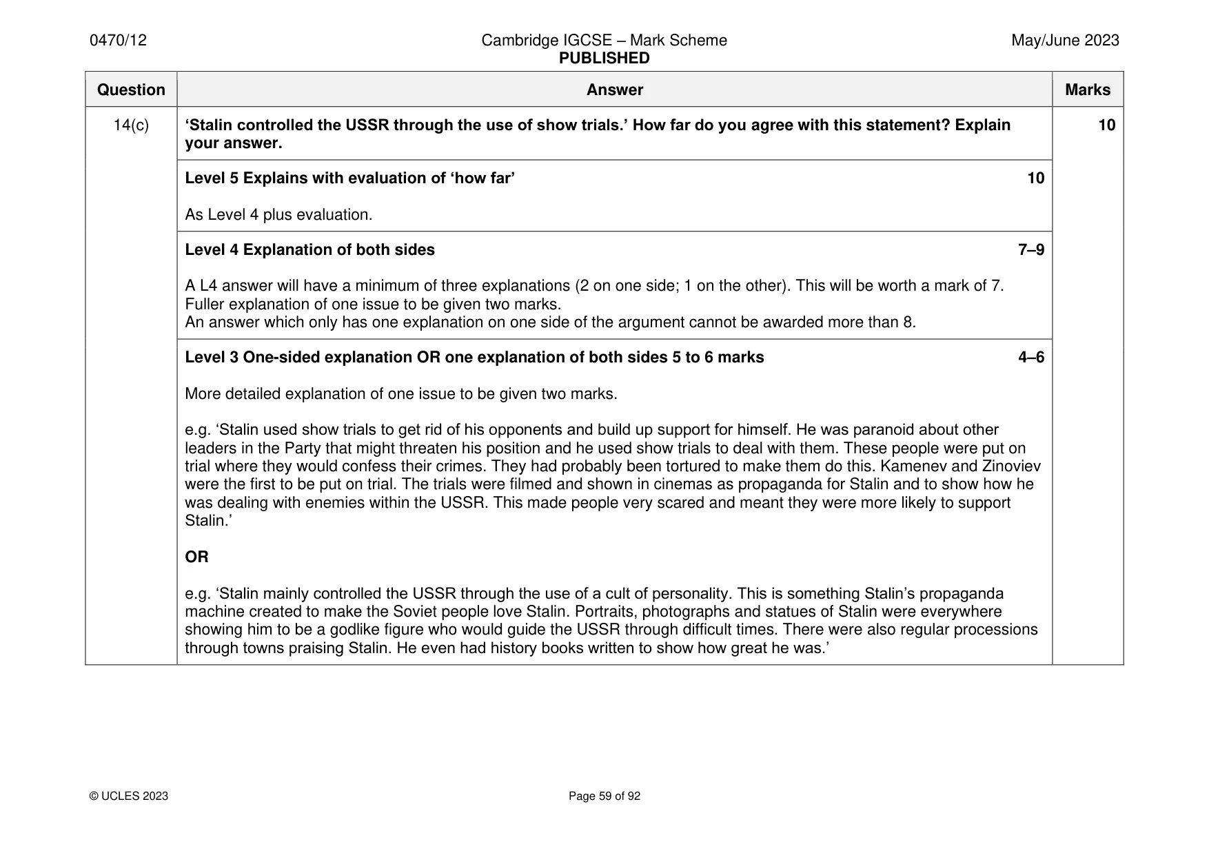 Mark scheme, page 59 of 92