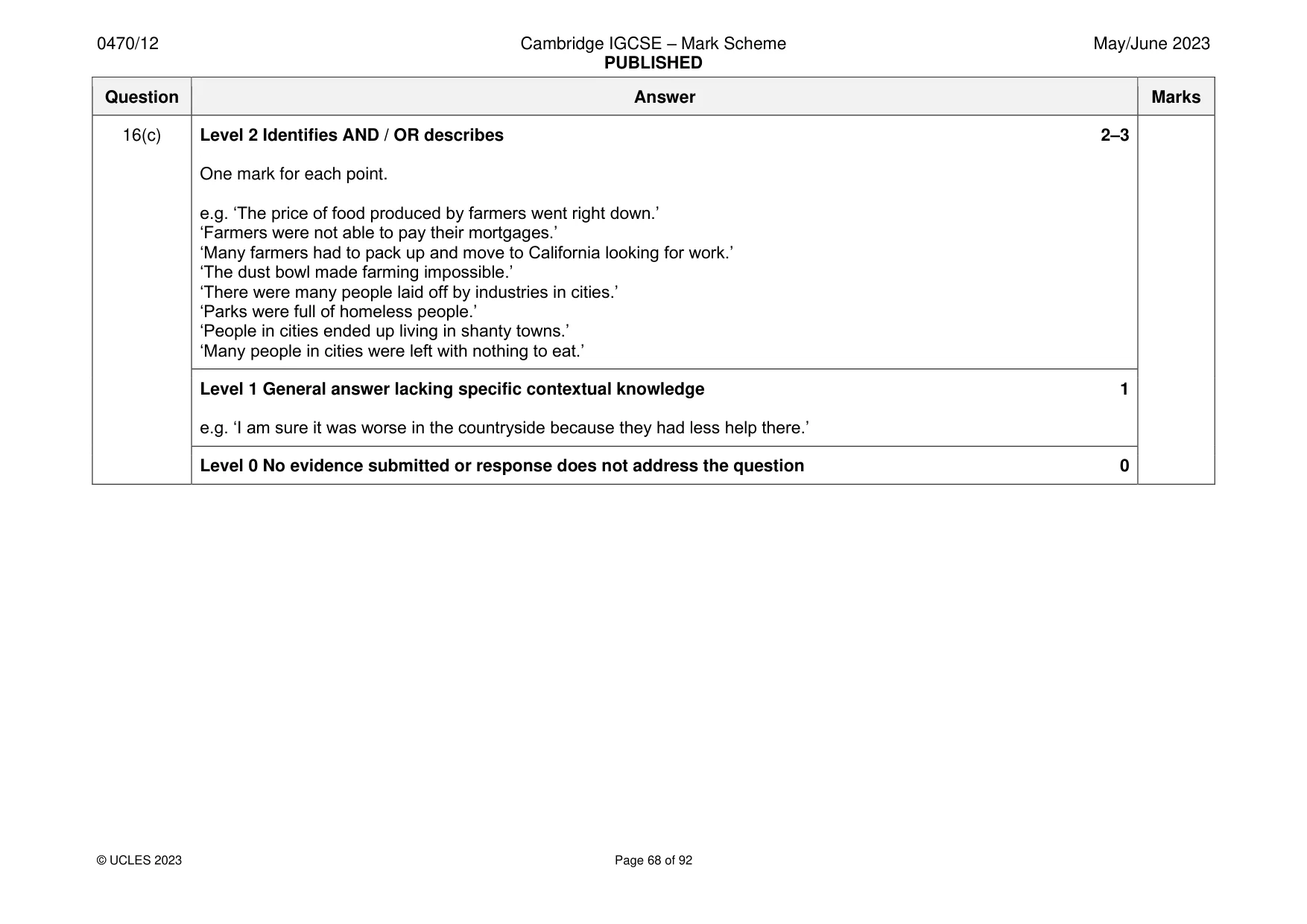 Mark scheme, page 68 of 92