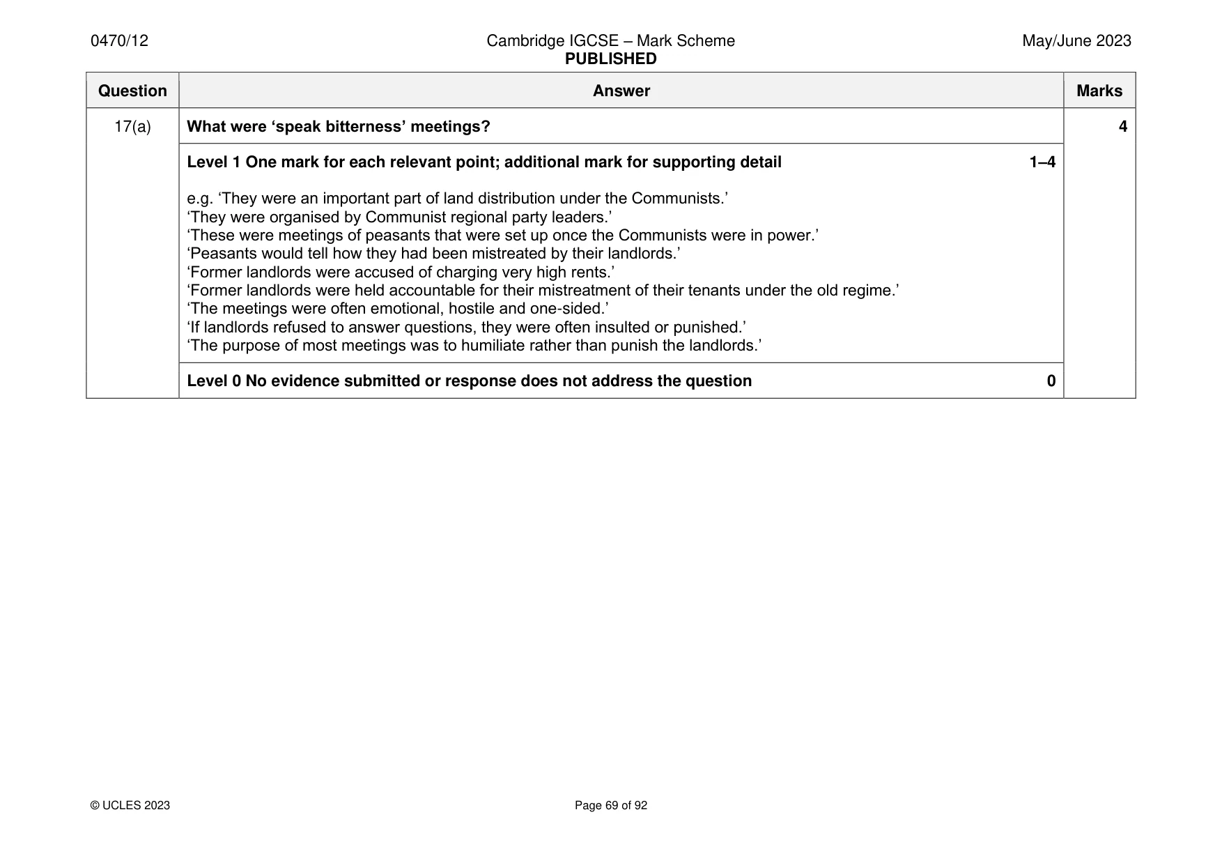 Mark scheme, page 69 of 92