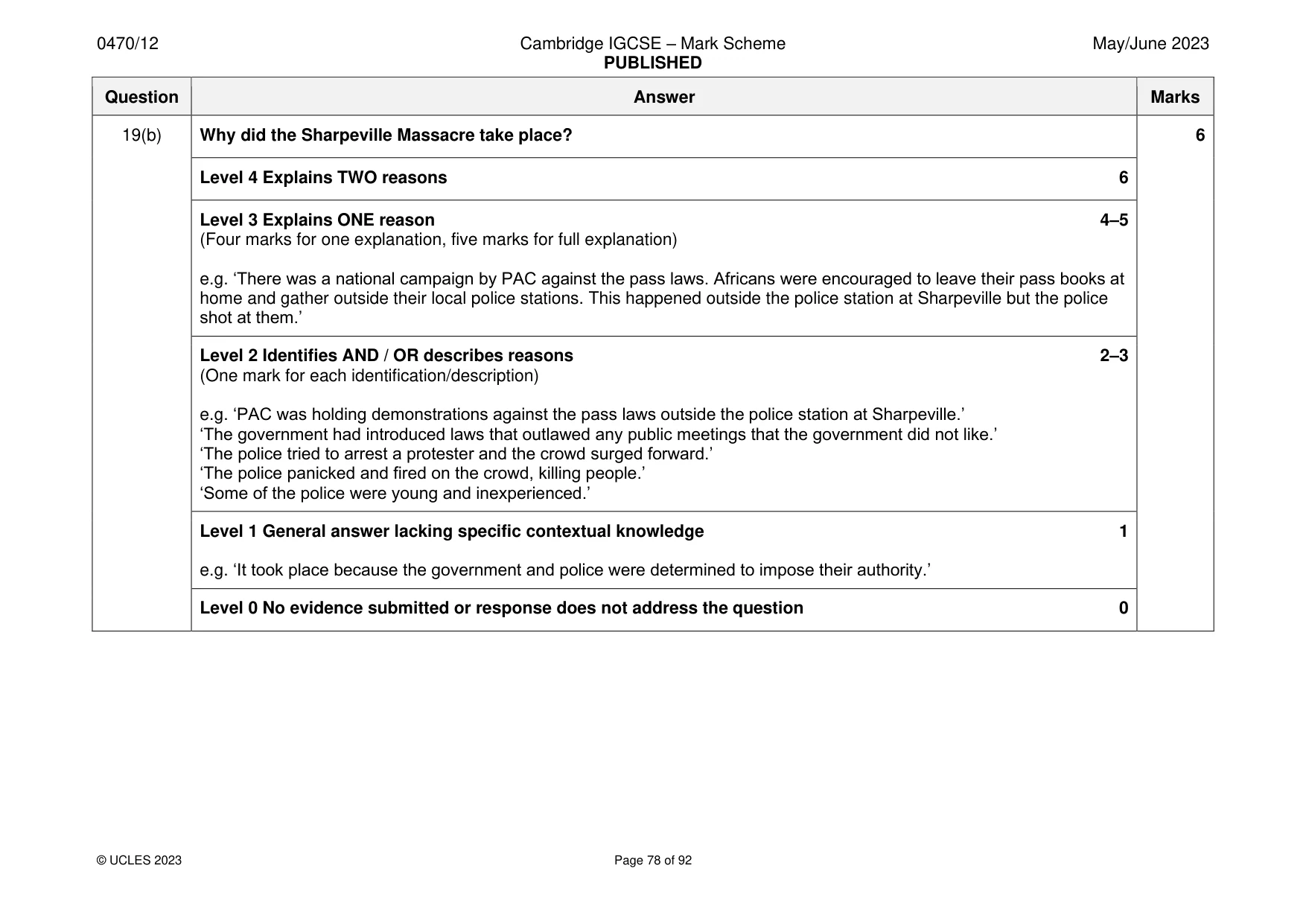 Mark scheme, page 78 of 92