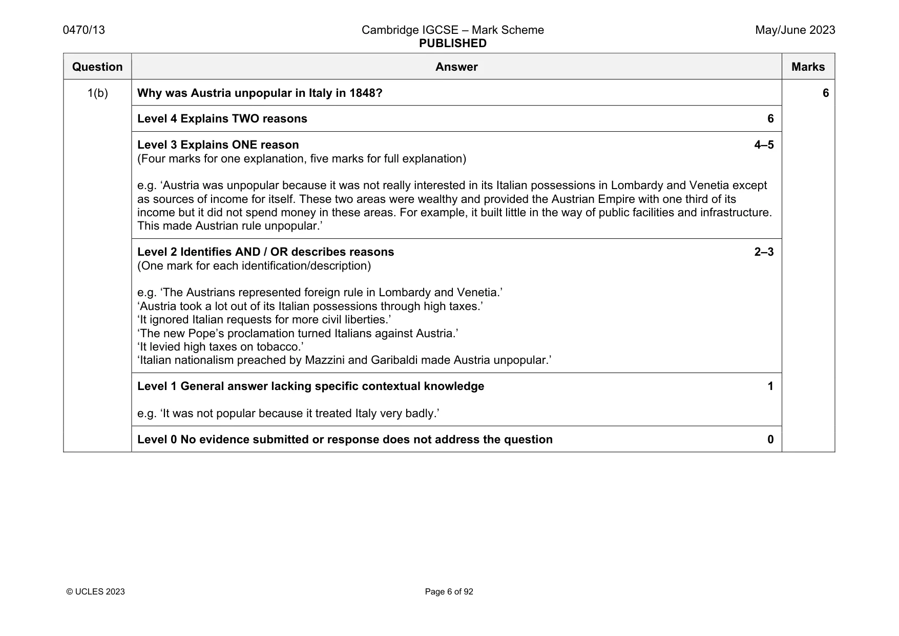 Mark scheme, page 6 of 92
