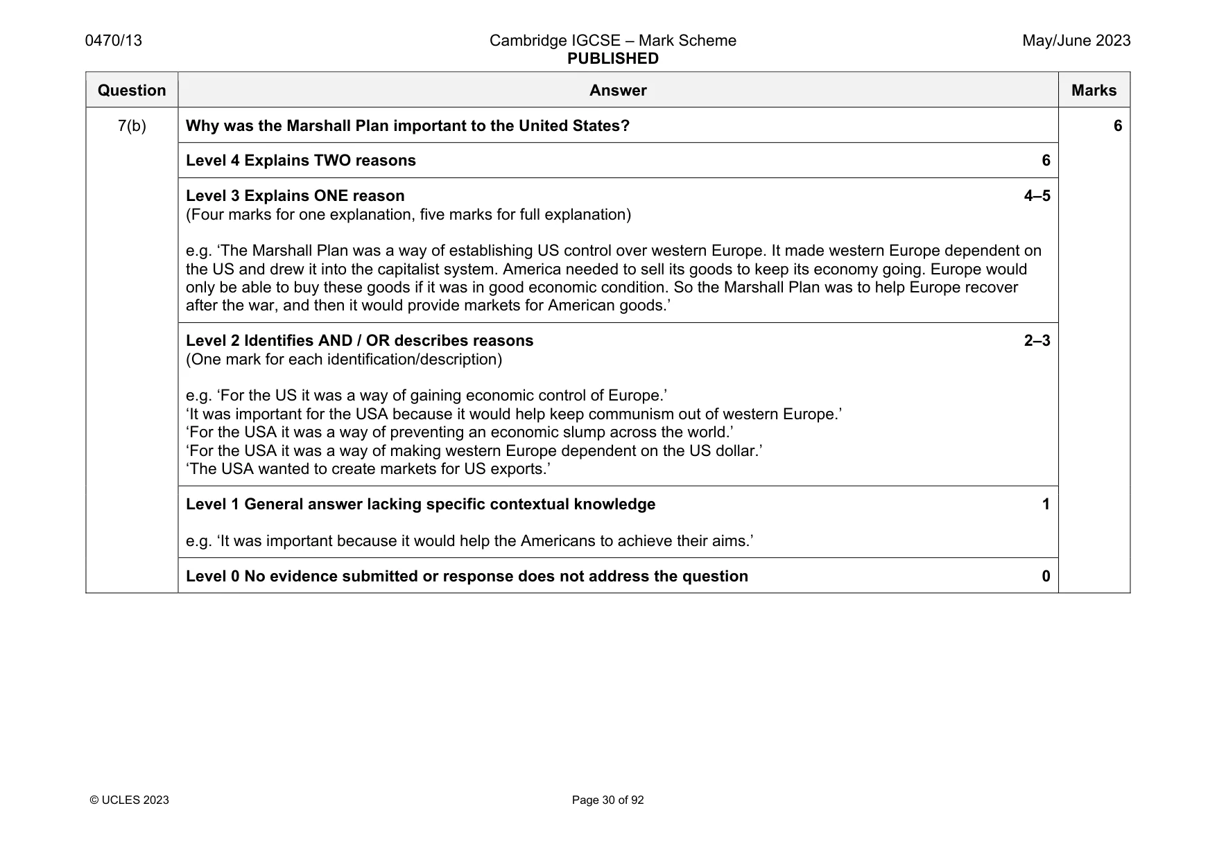 Mark scheme, page 30 of 92