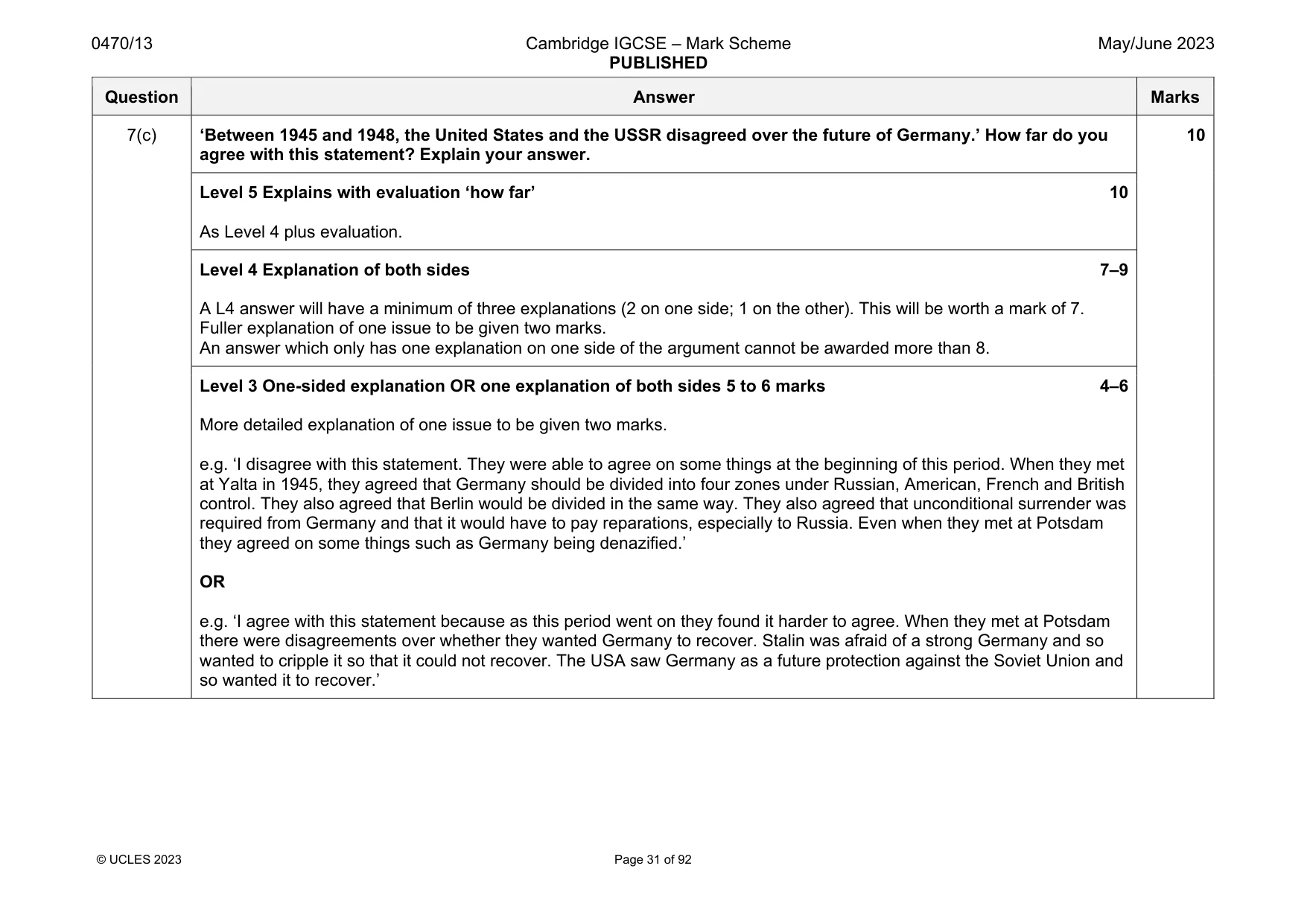 Mark scheme, page 31 of 92