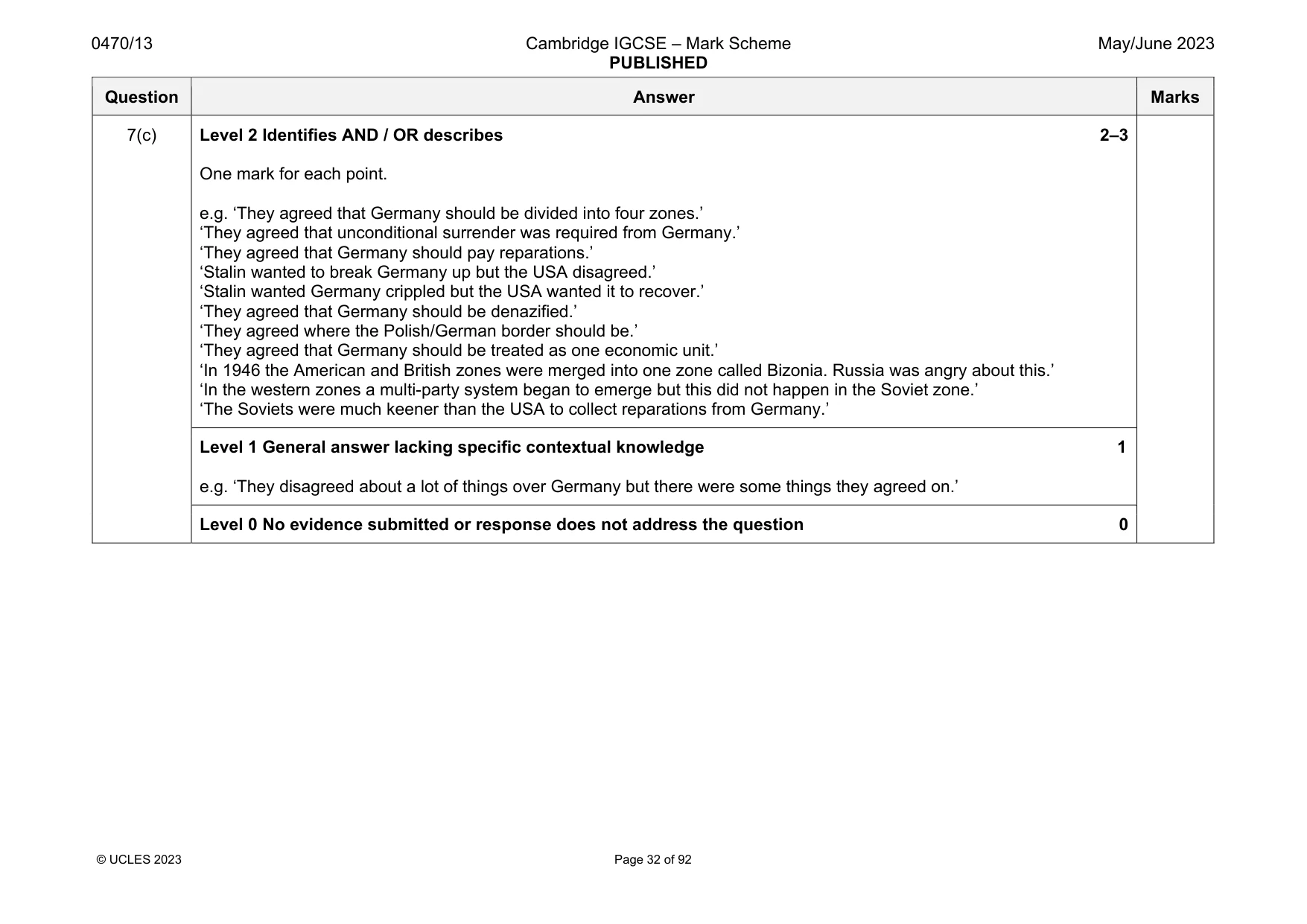 Mark scheme, page 32 of 92