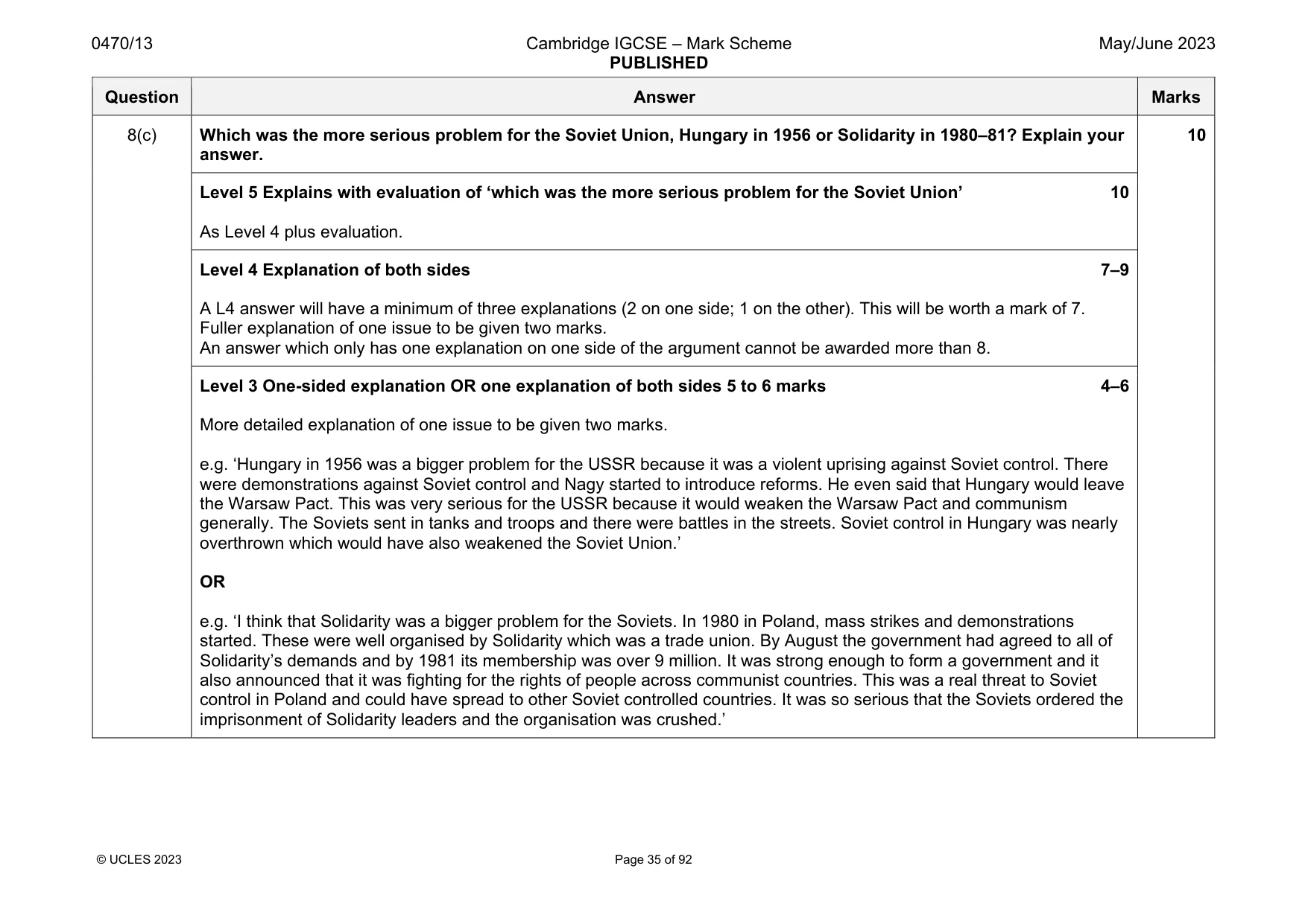 Mark scheme, page 35 of 92
