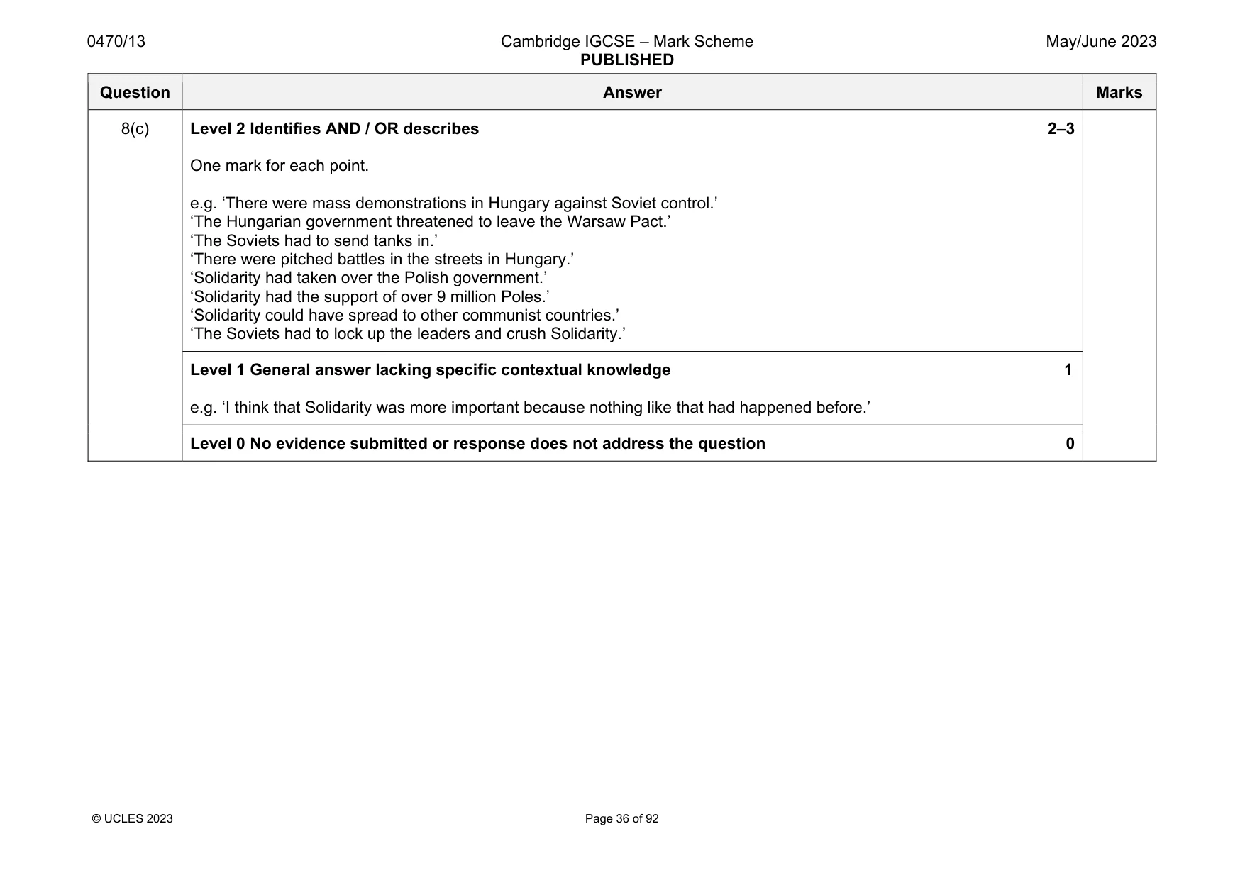 Mark scheme, page 36 of 92