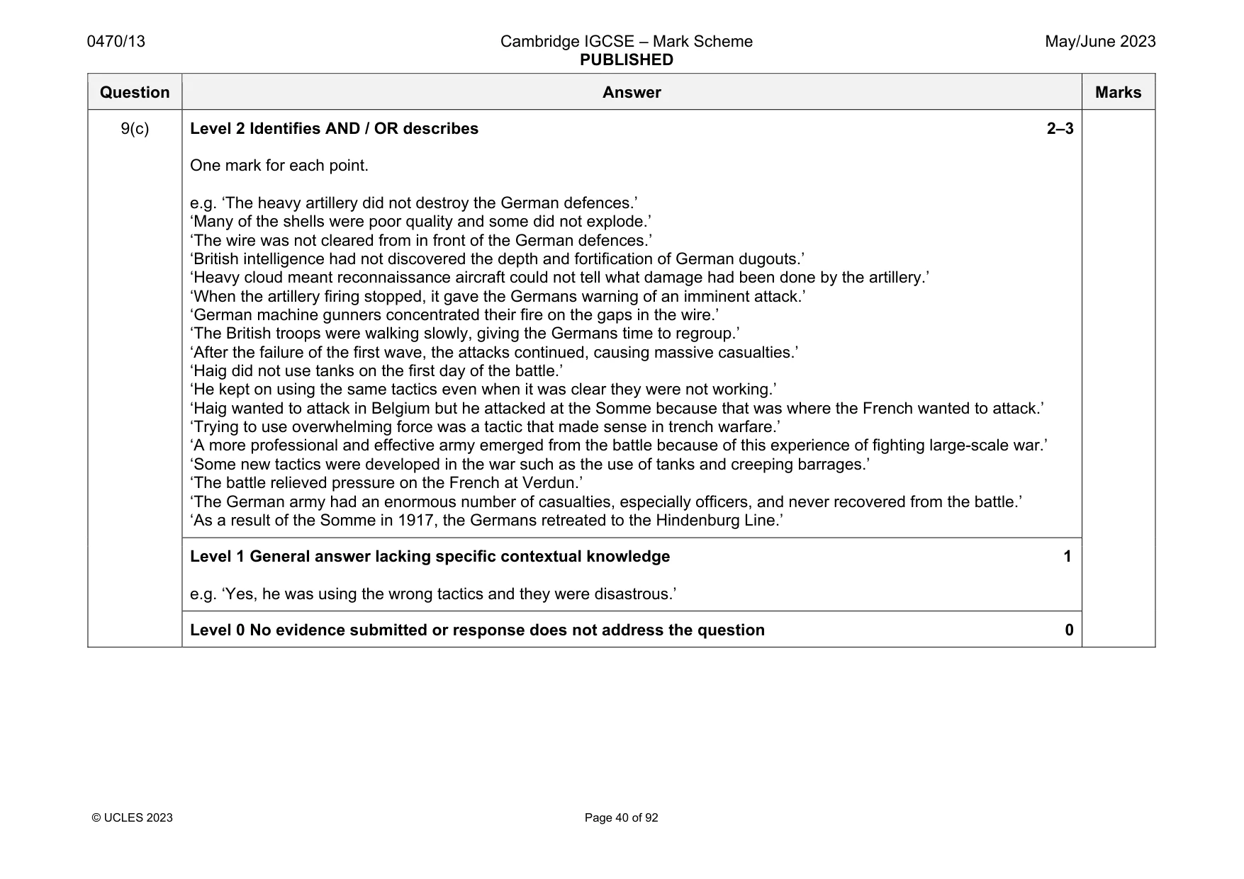 Mark scheme, page 40 of 92
