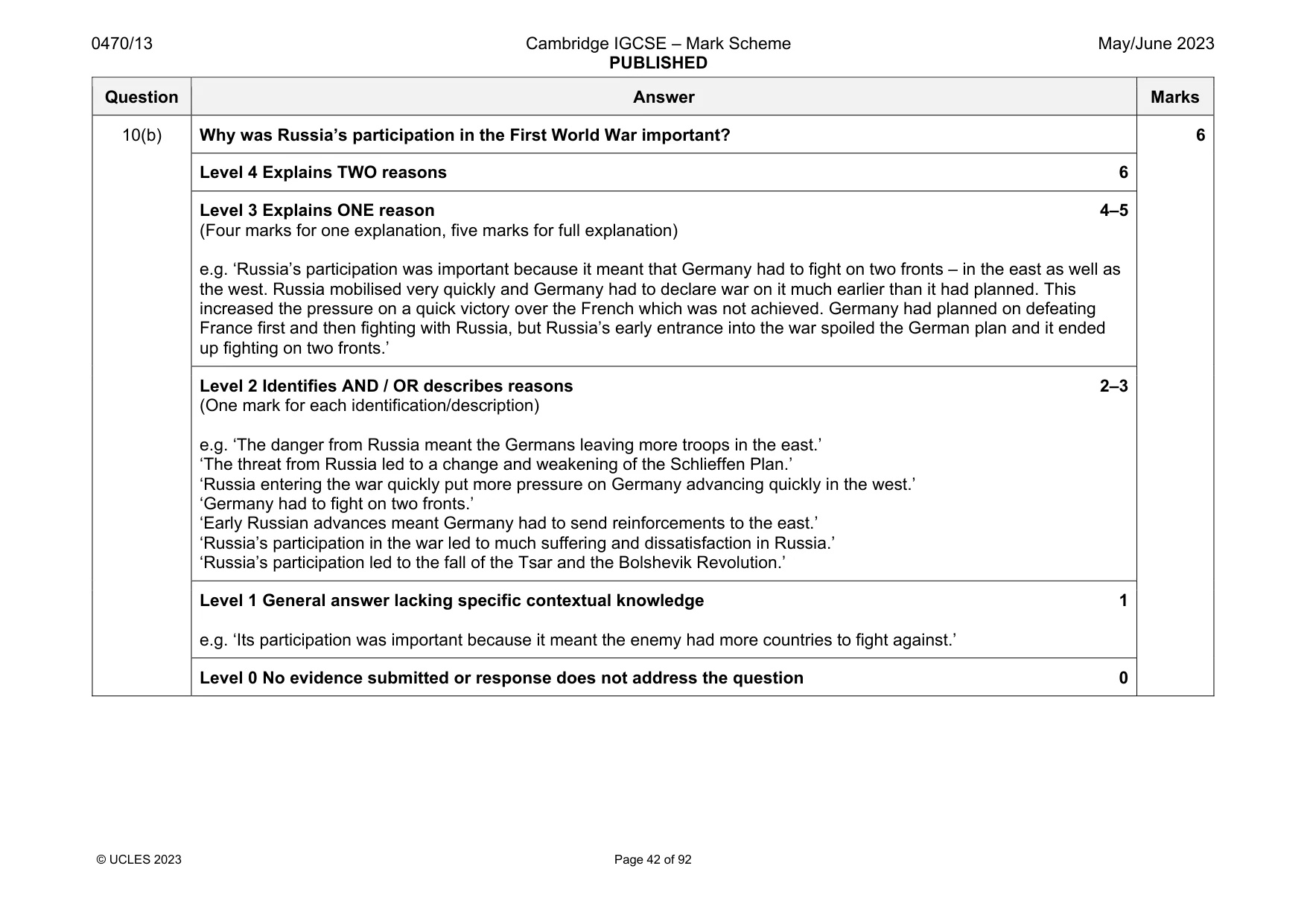 Mark scheme, page 42 of 92
