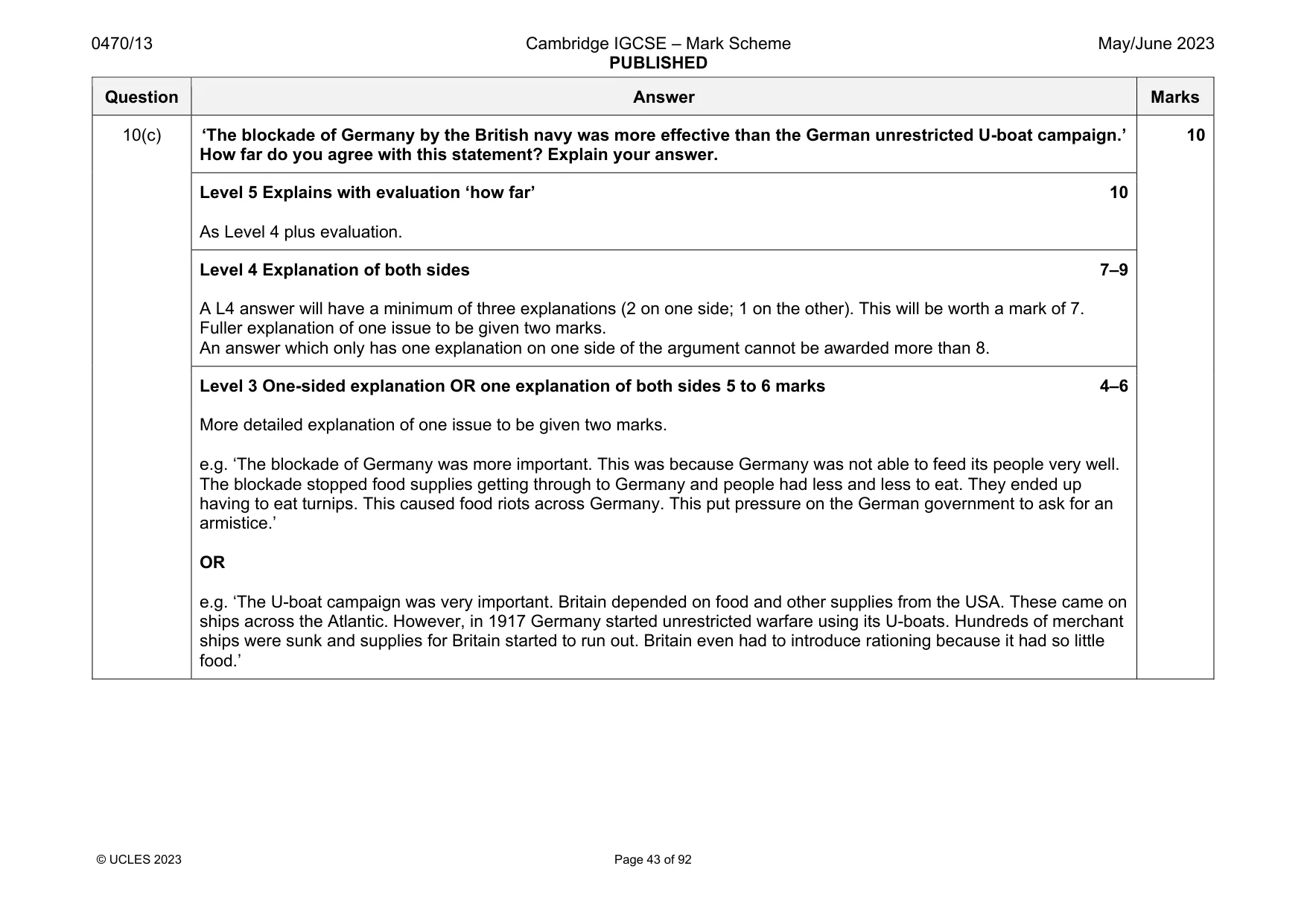 Mark scheme, page 43 of 92