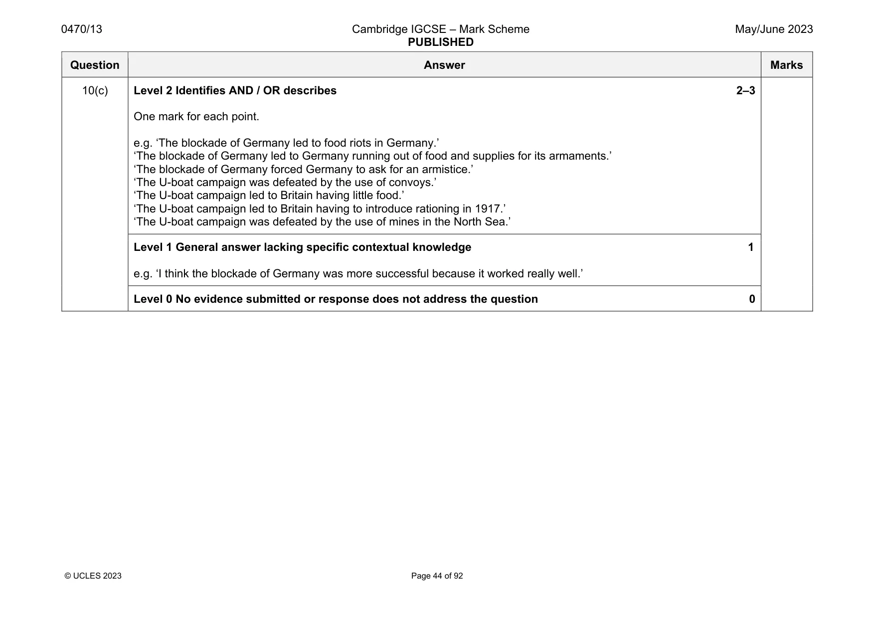 Mark scheme, page 44 of 92