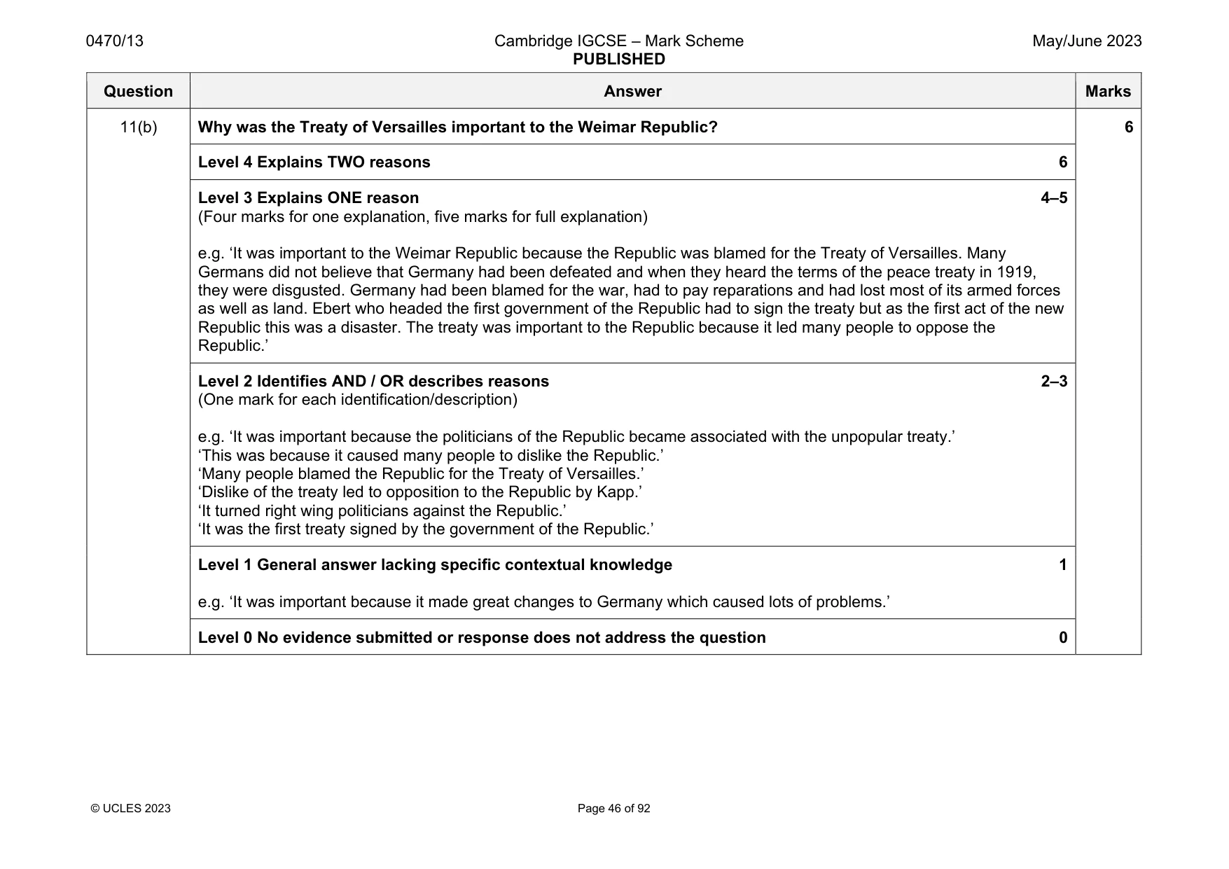 Mark scheme, page 46 of 92