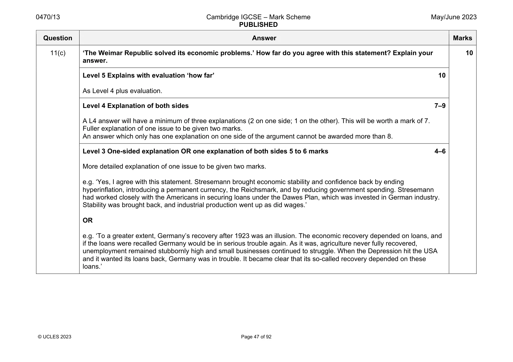 Mark scheme, page 47 of 92