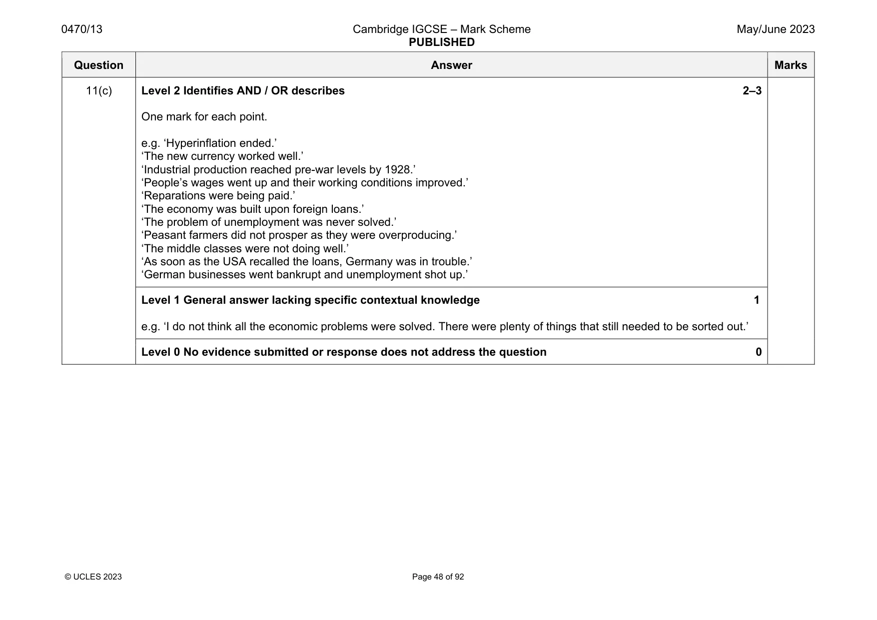 Mark scheme, page 48 of 92