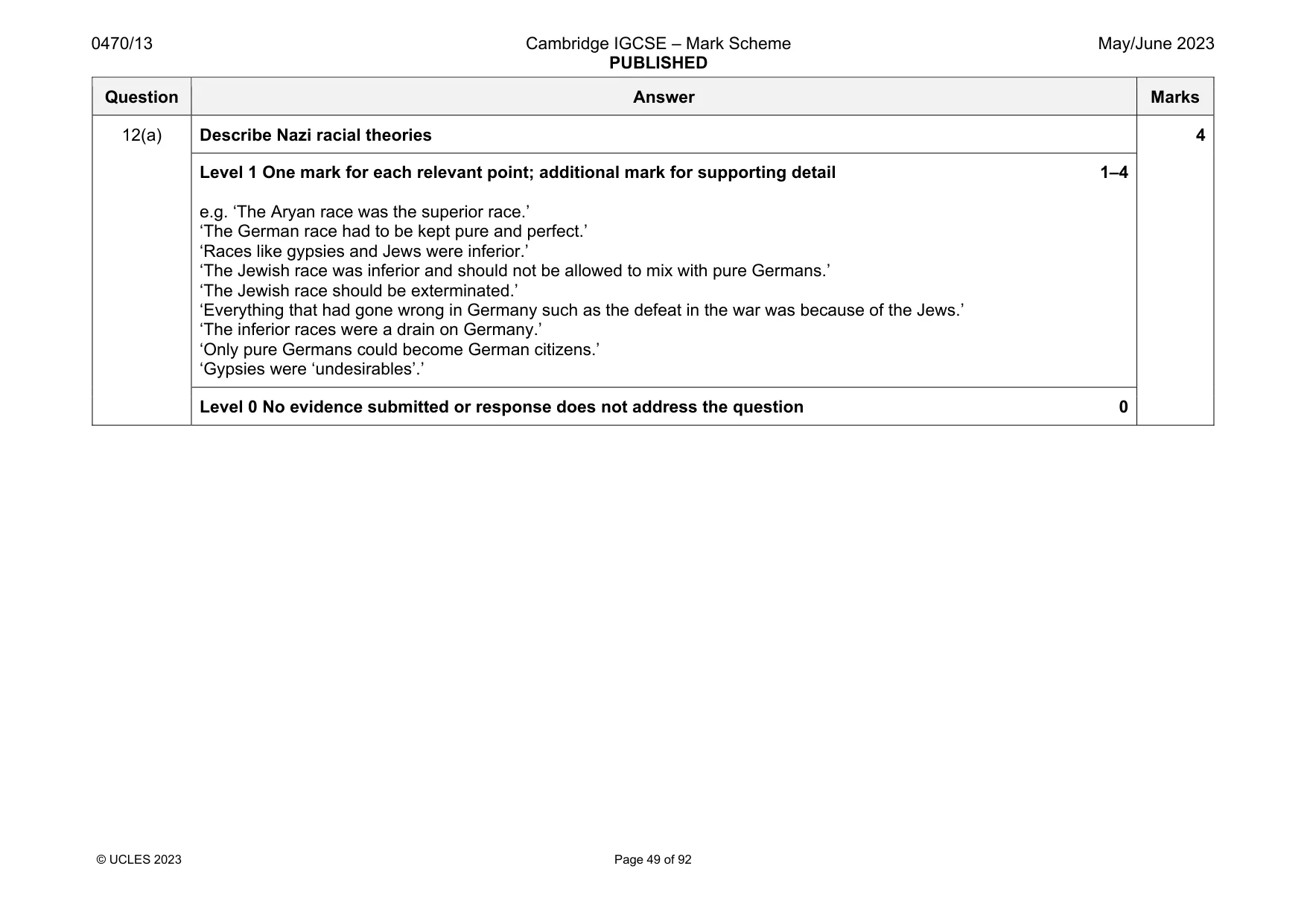 Mark scheme, page 49 of 92