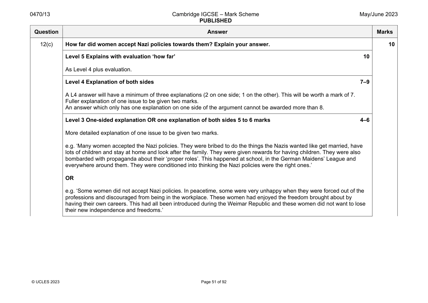 Mark scheme, page 51 of 92