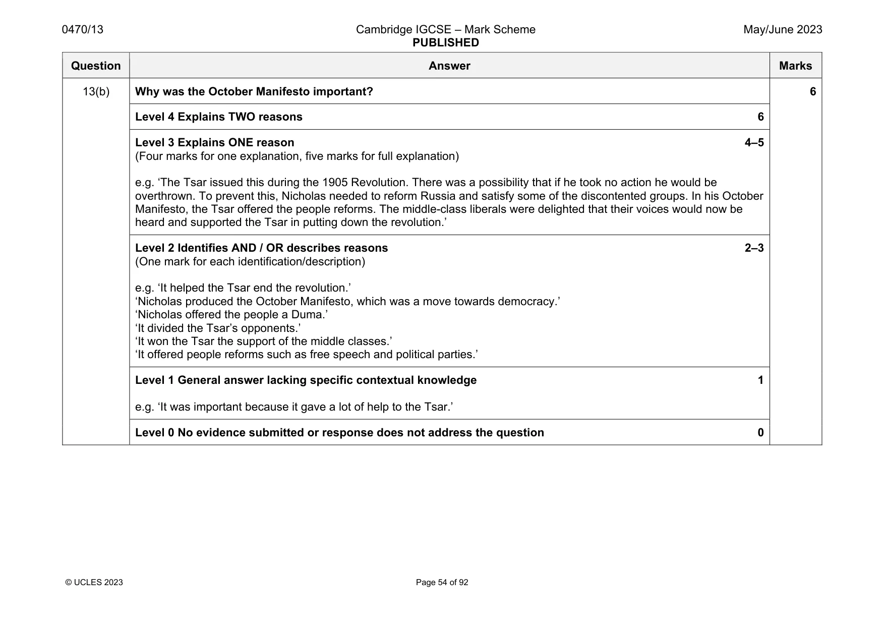 Mark scheme, page 54 of 92