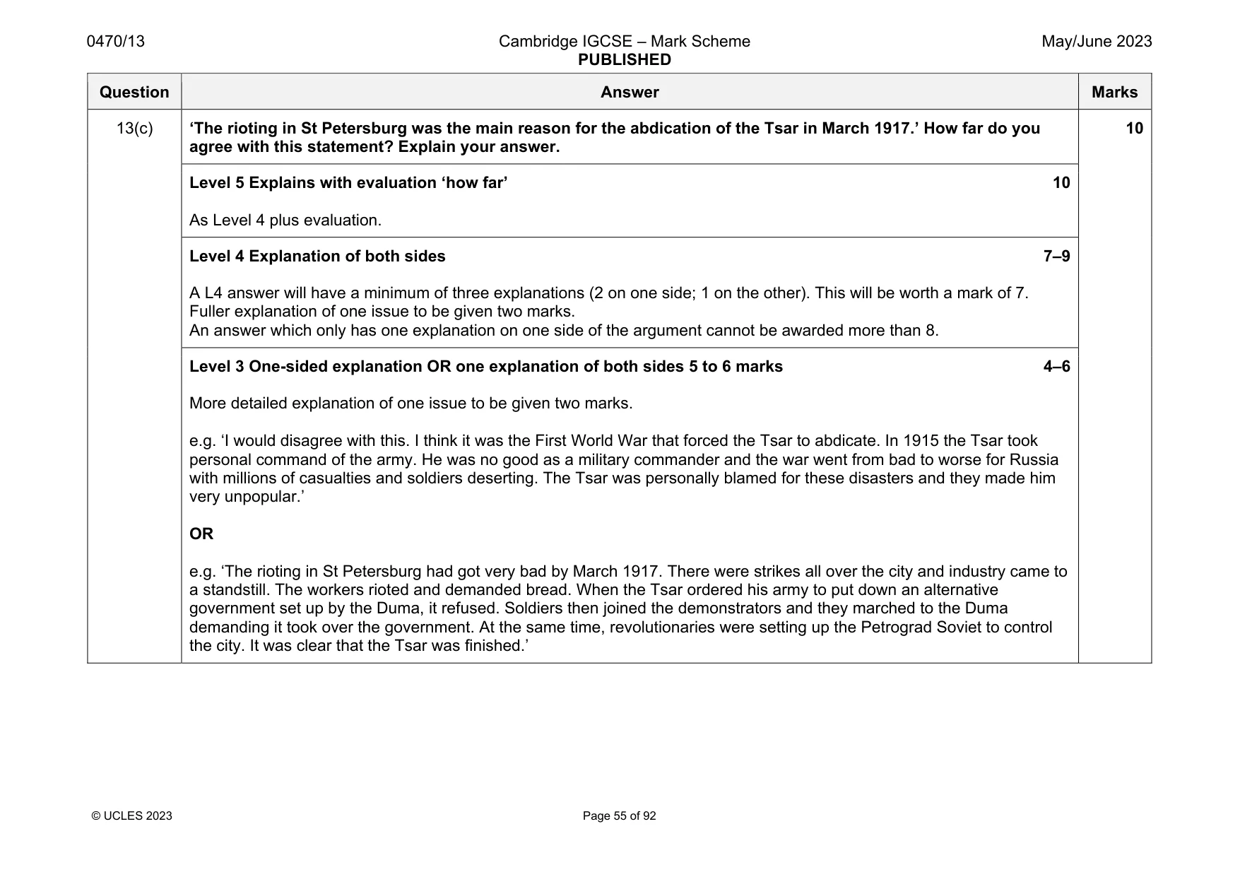 Mark scheme, page 55 of 92