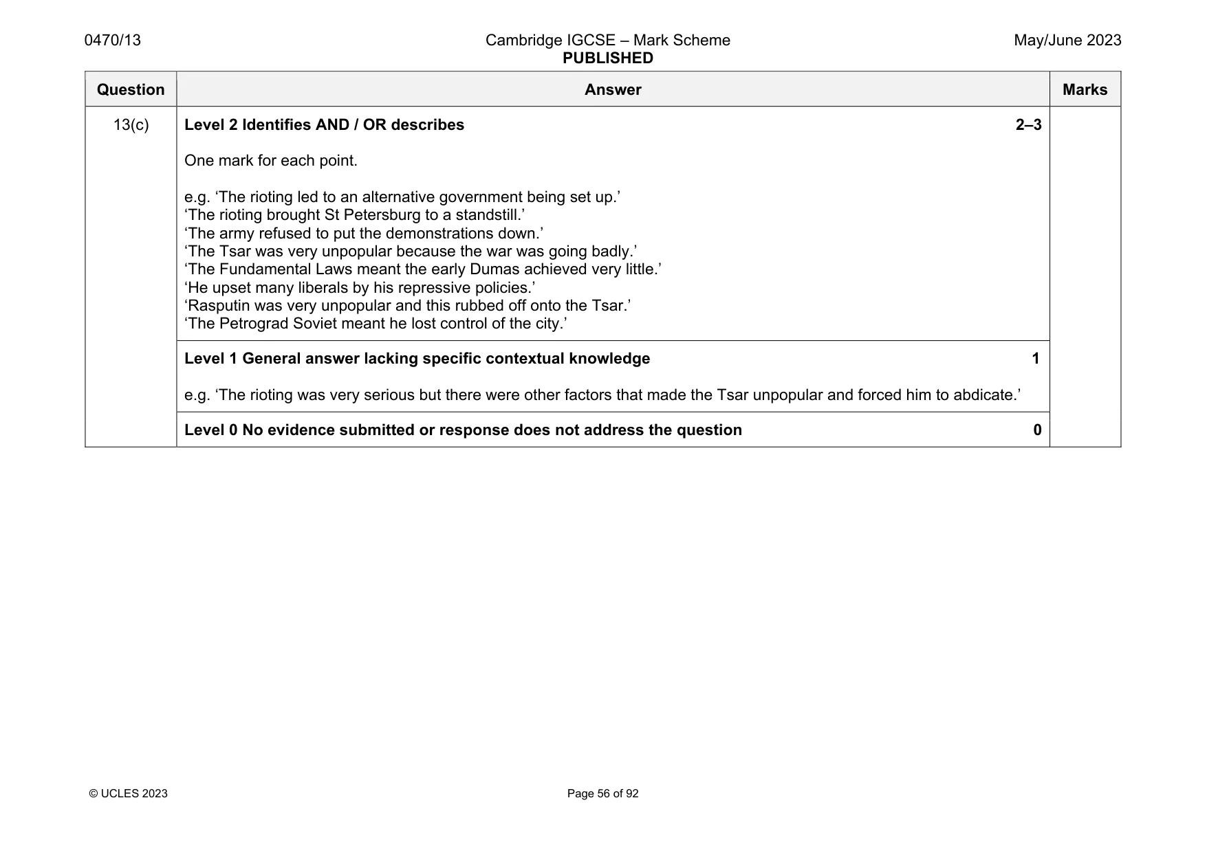 Mark scheme, page 56 of 92