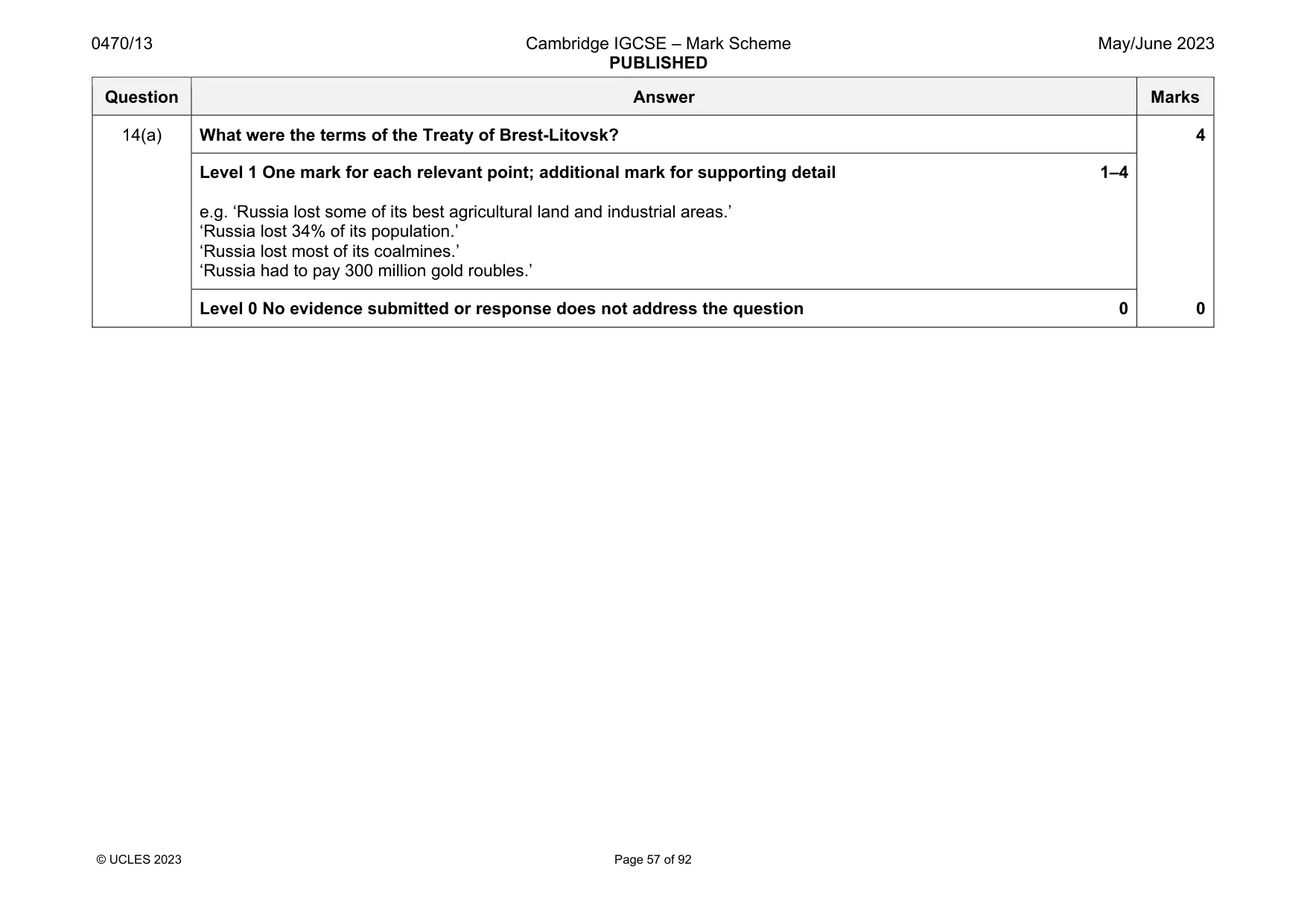 Mark scheme, page 57 of 92