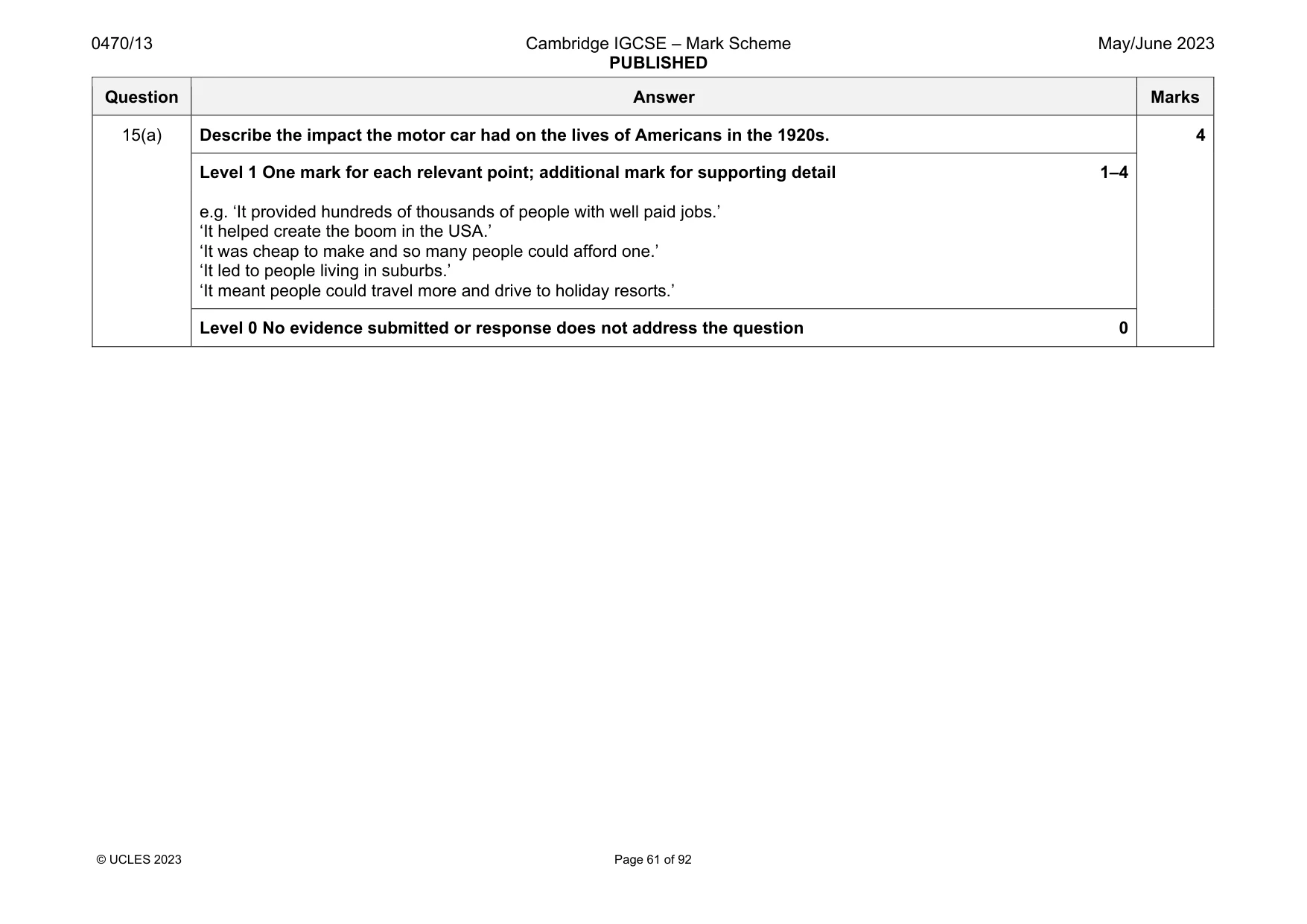 Mark scheme, page 61 of 92