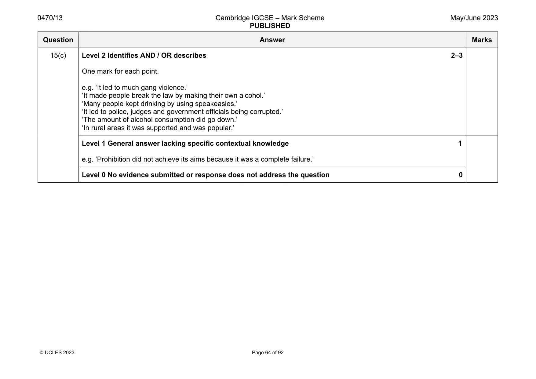Mark scheme, page 64 of 92