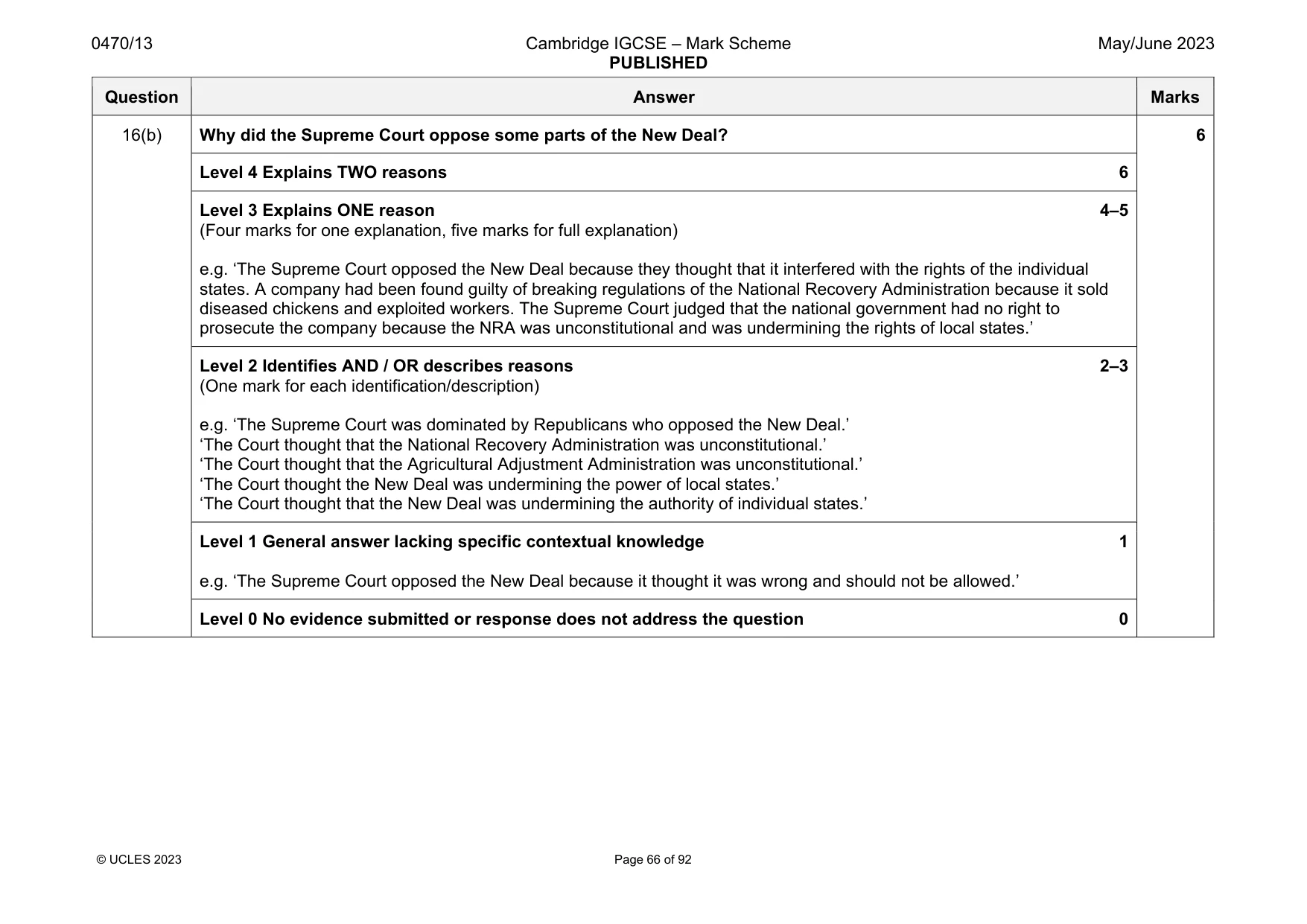Mark scheme, page 66 of 92