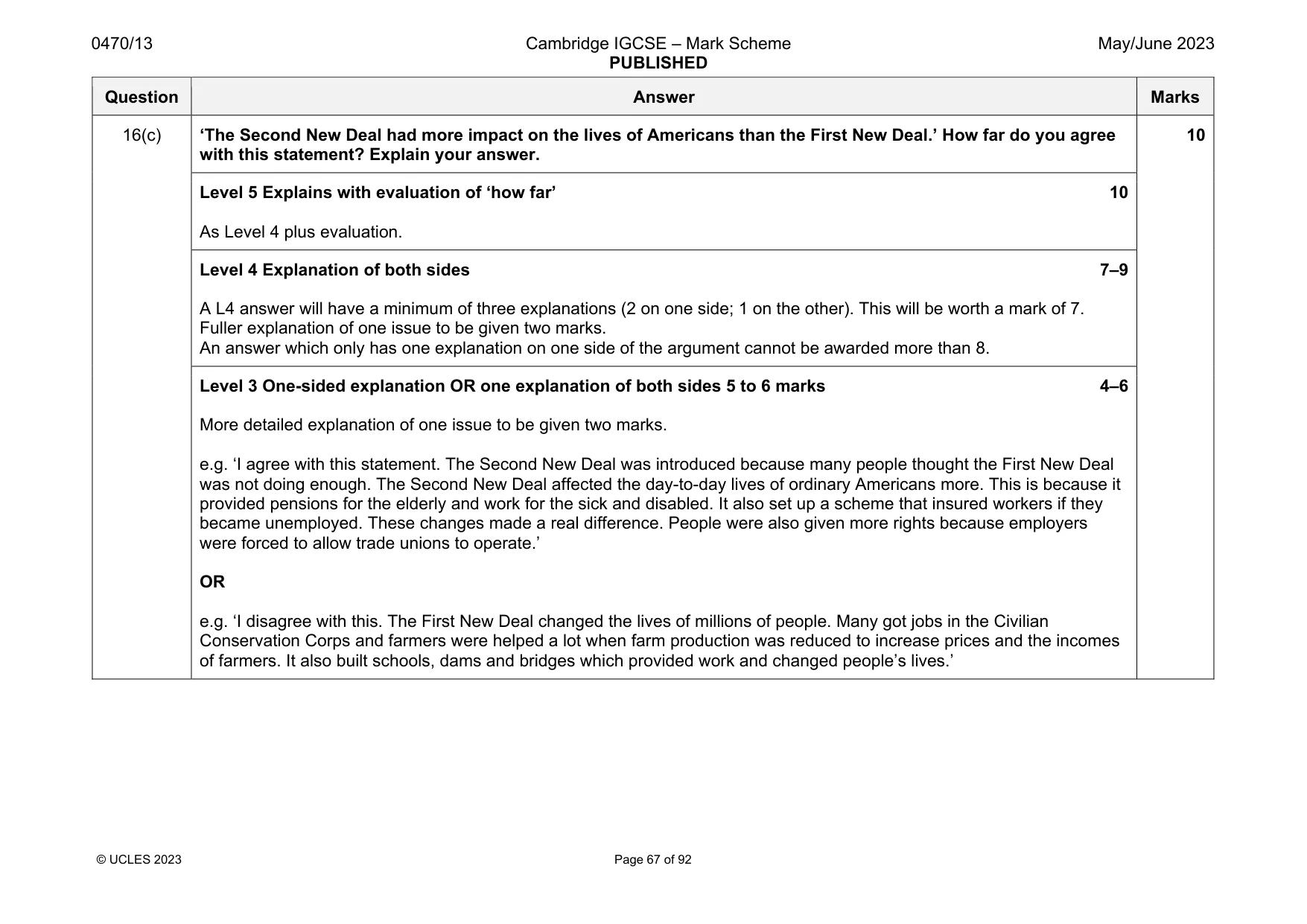Mark scheme, page 67 of 92