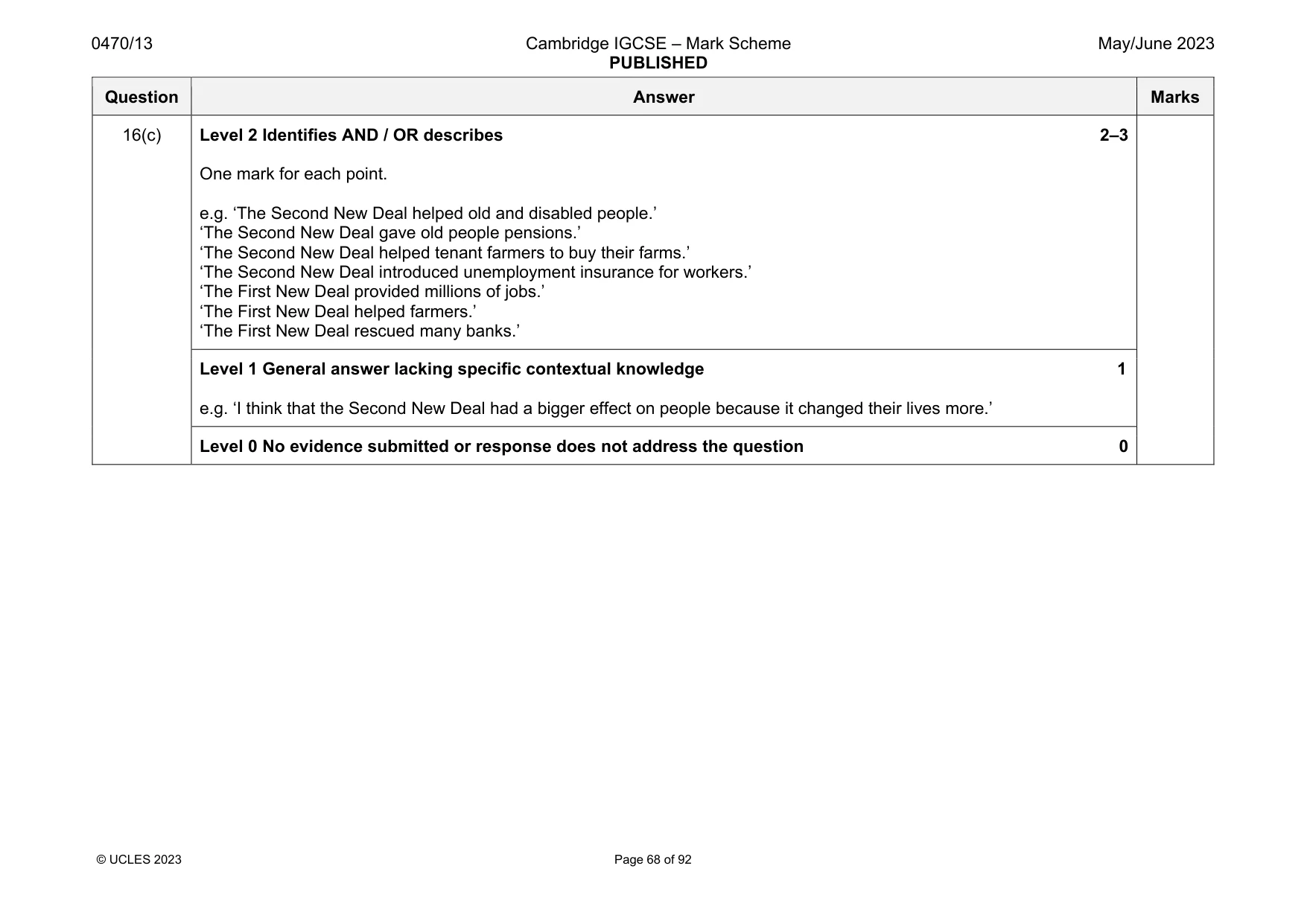 Mark scheme, page 68 of 92