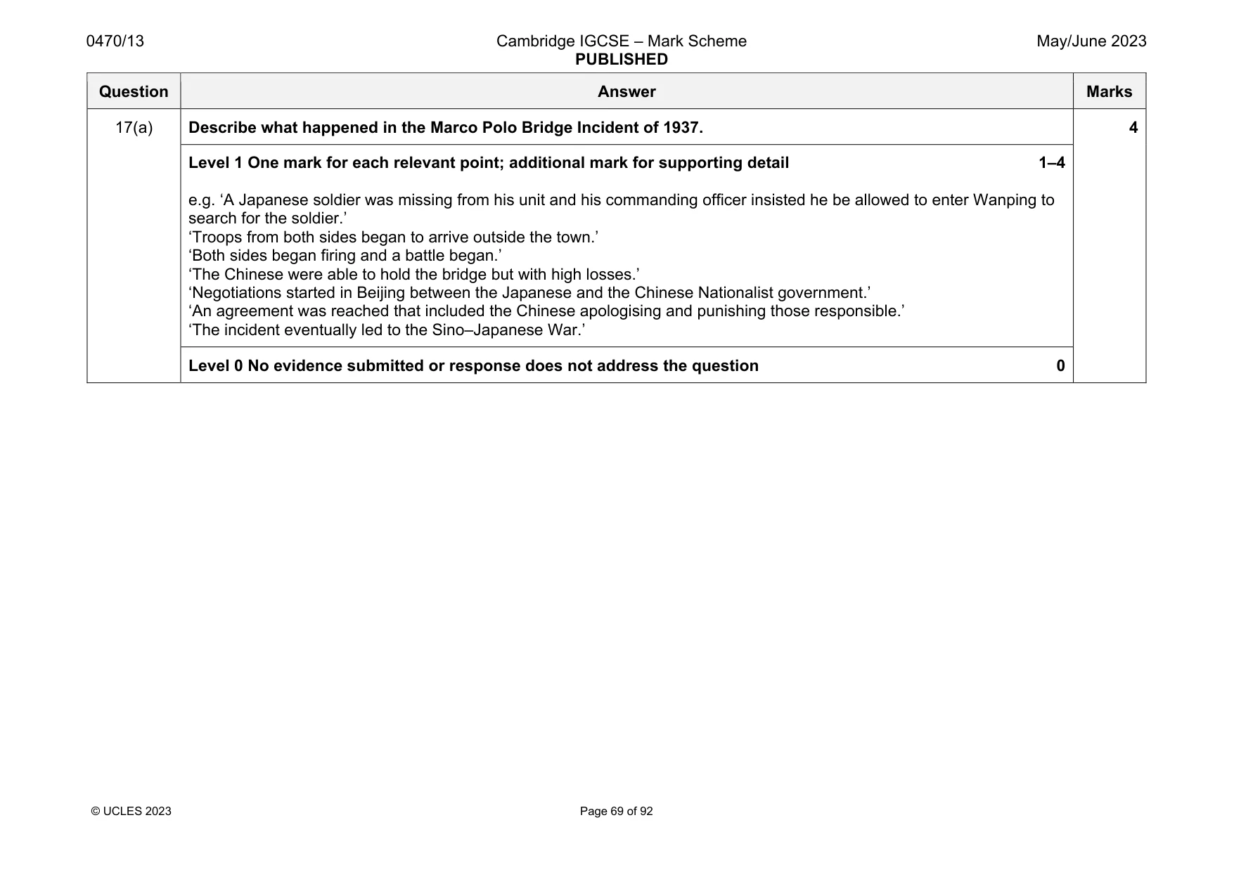Mark scheme, page 69 of 92