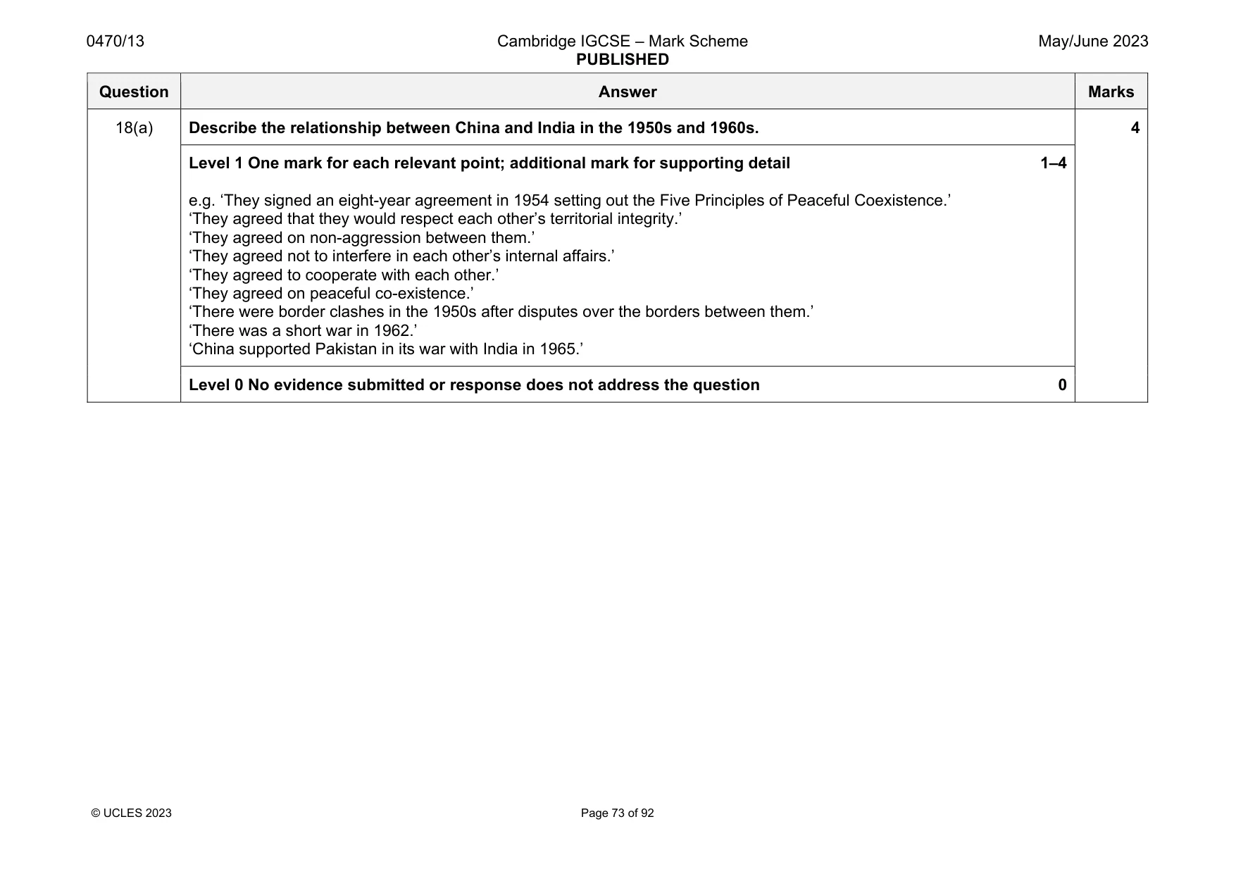 Mark scheme, page 73 of 92