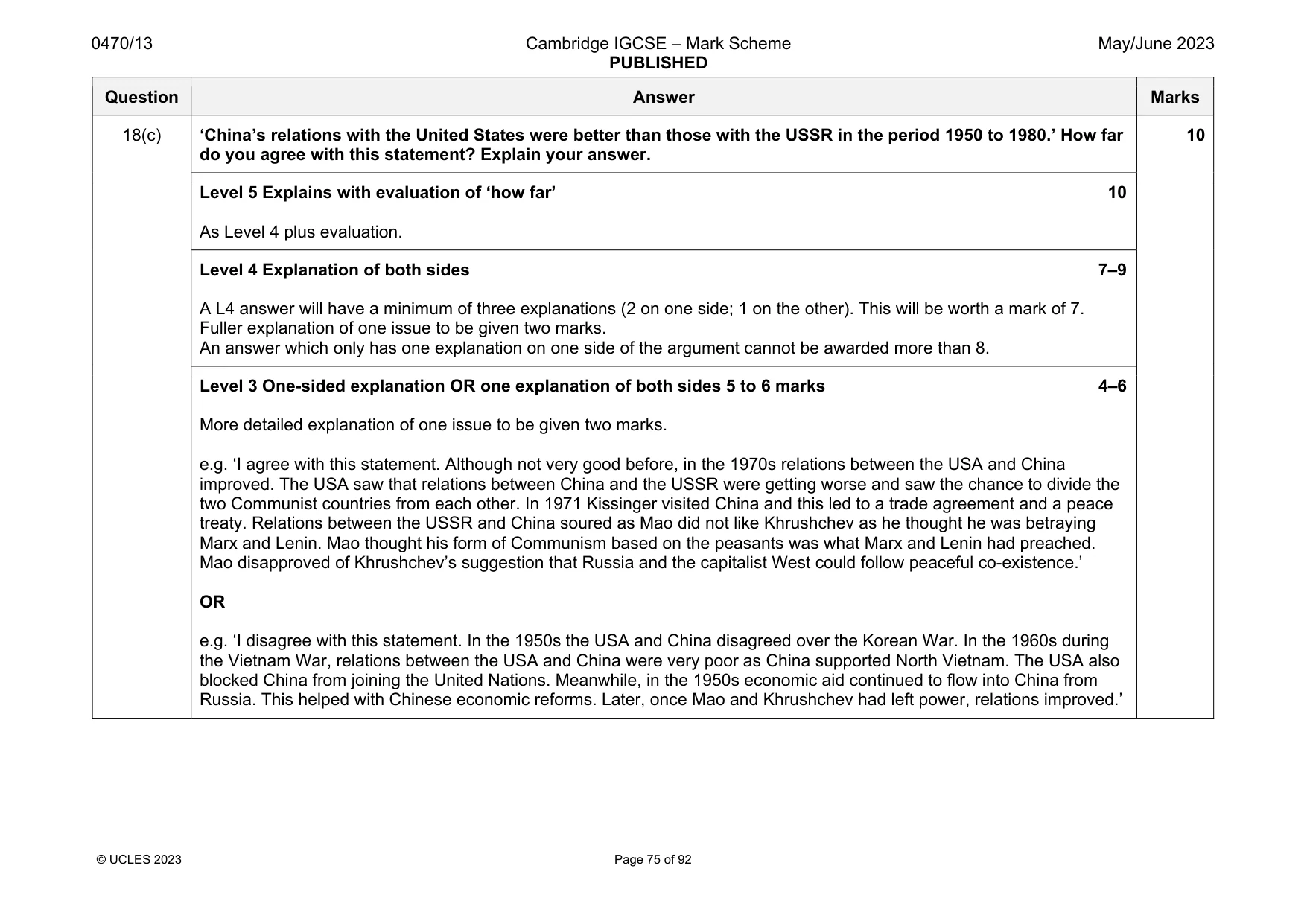 Mark scheme, page 75 of 92