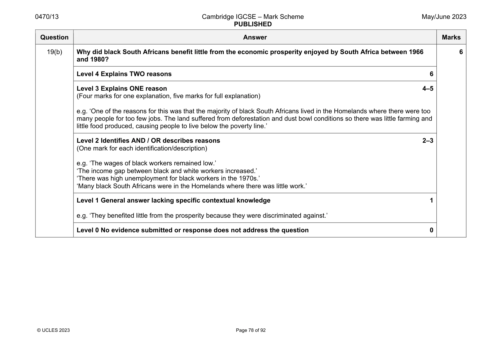 Mark scheme, page 78 of 92