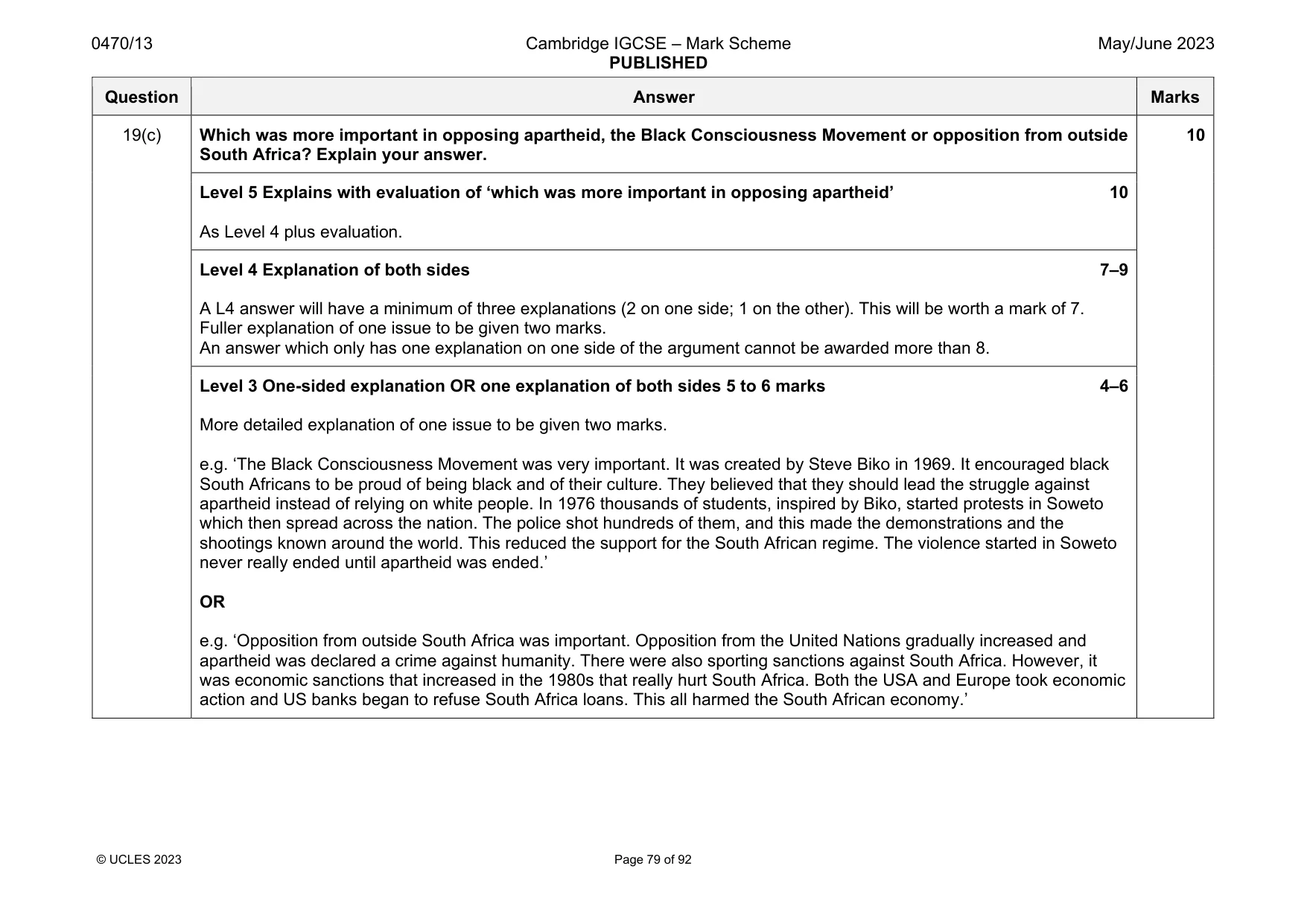 Mark scheme, page 79 of 92