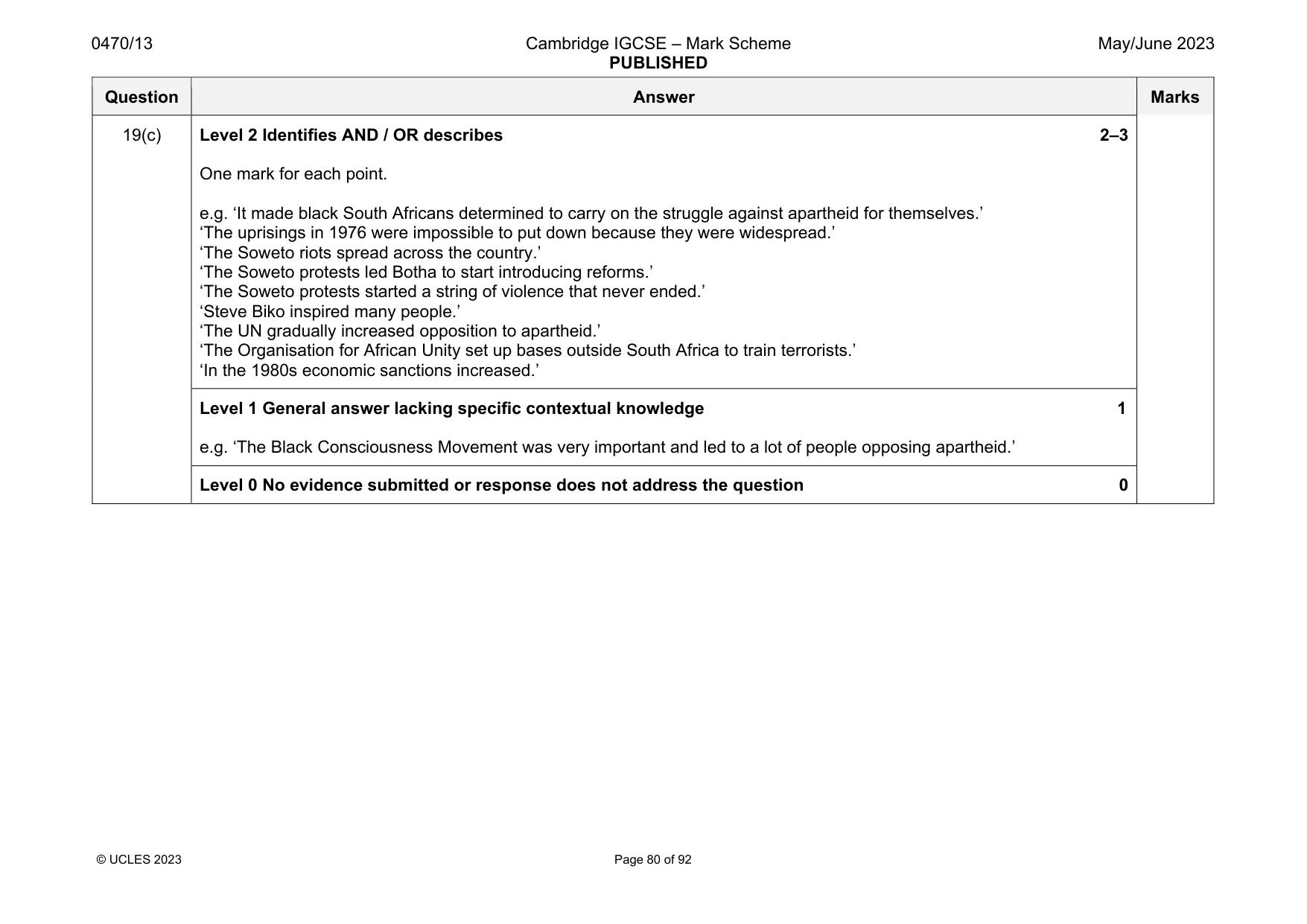 Mark scheme, page 80 of 92