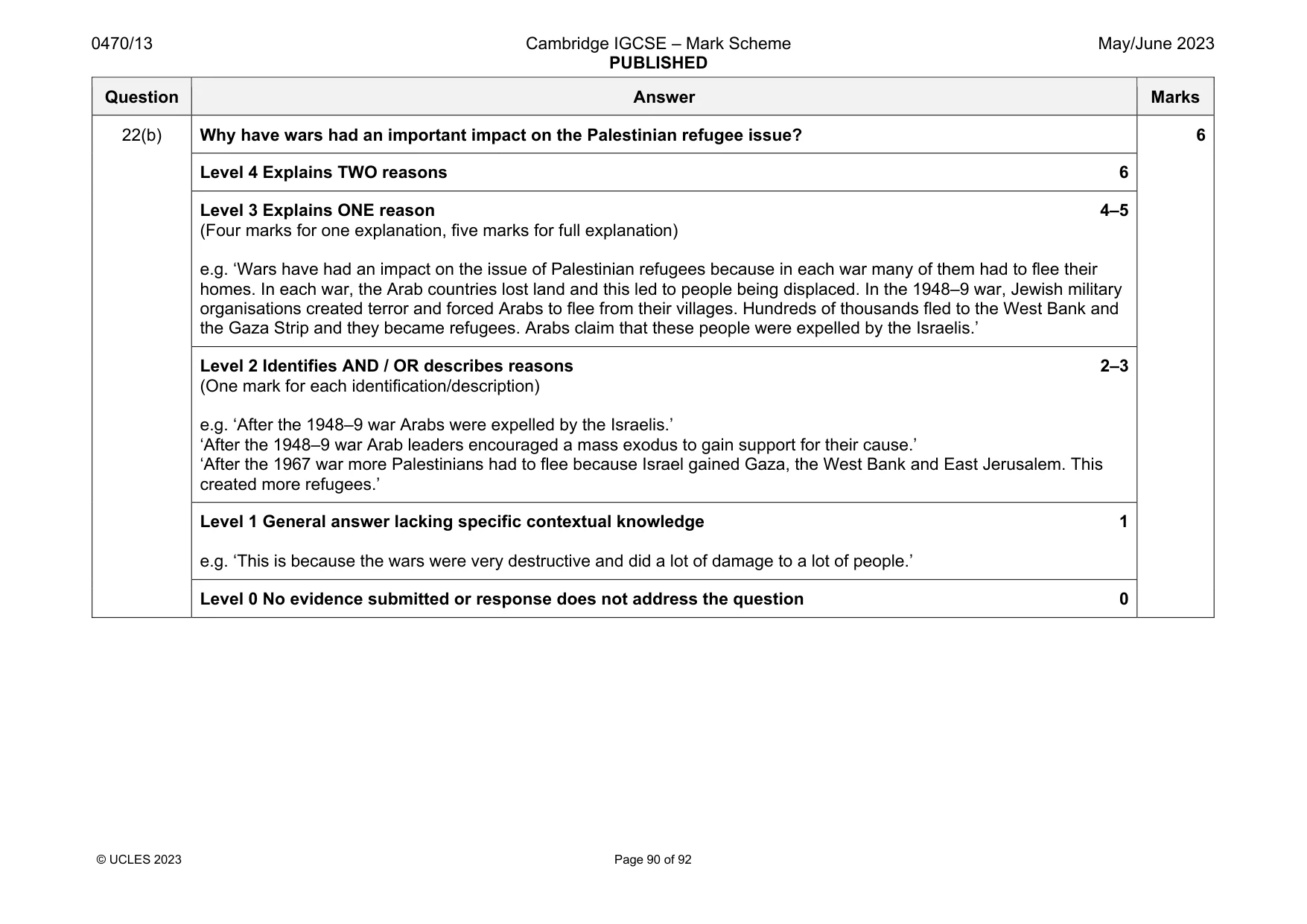 Mark scheme, page 90 of 92