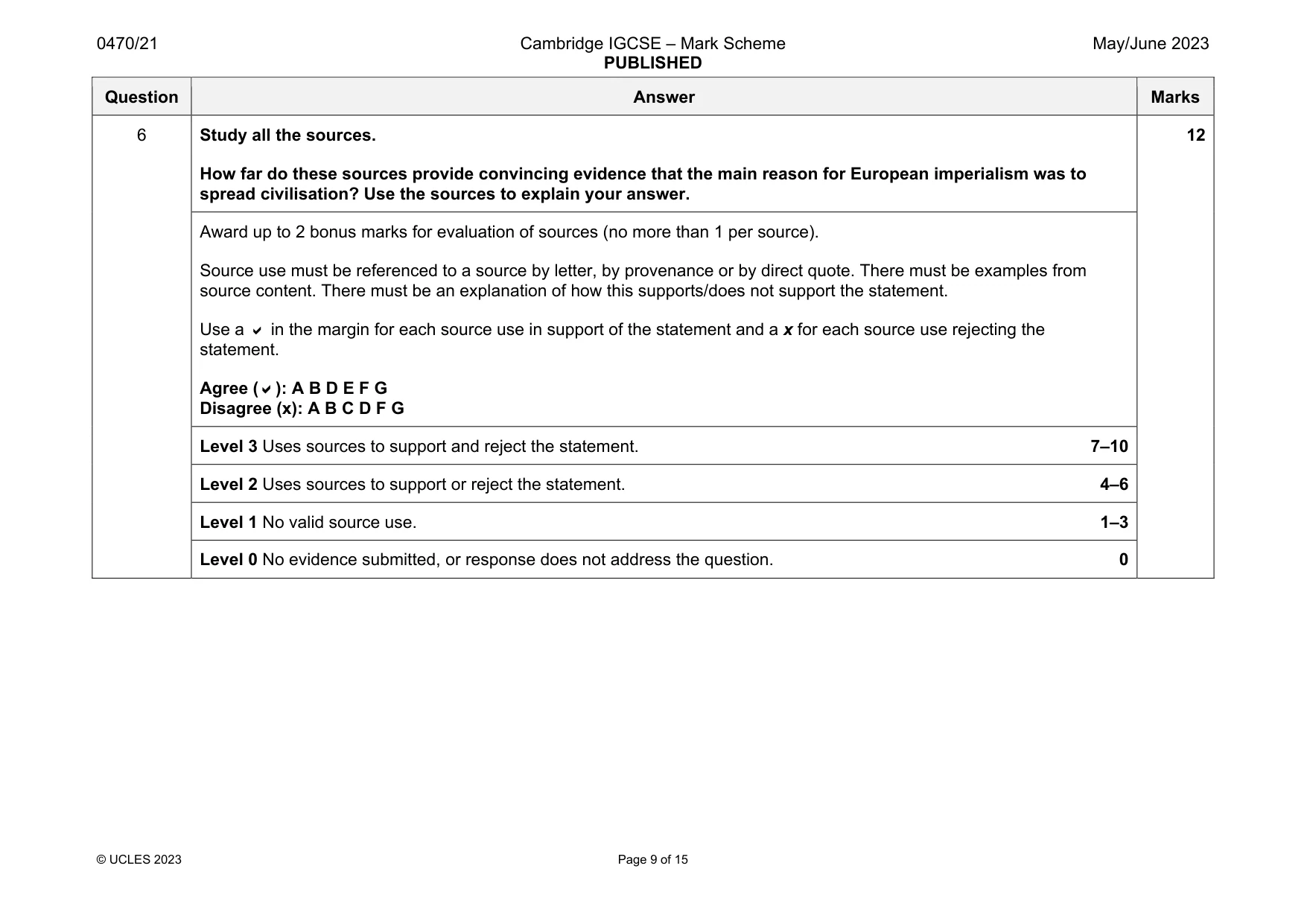Mark scheme, page 9 of 15