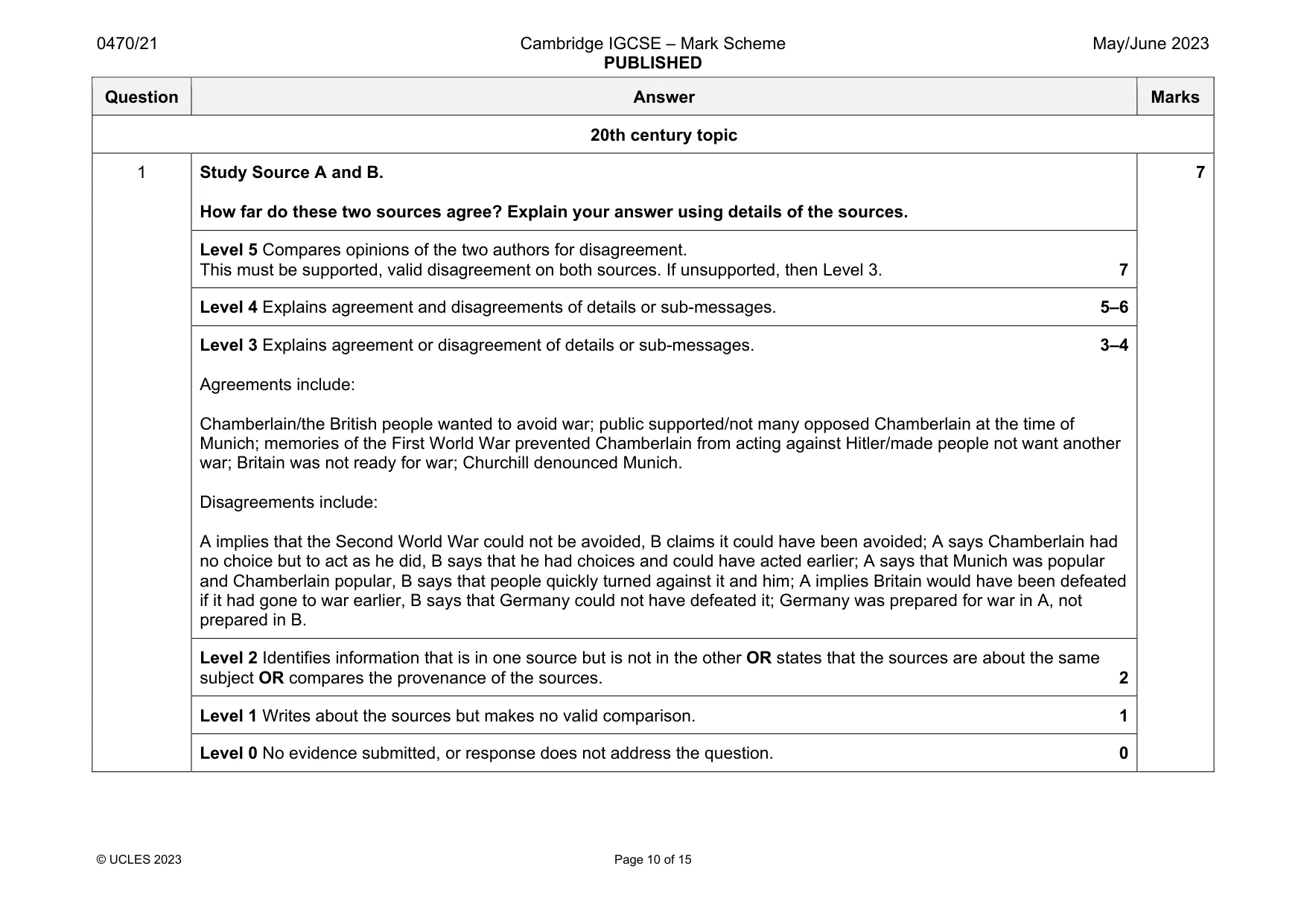 Mark scheme, page 10 of 15